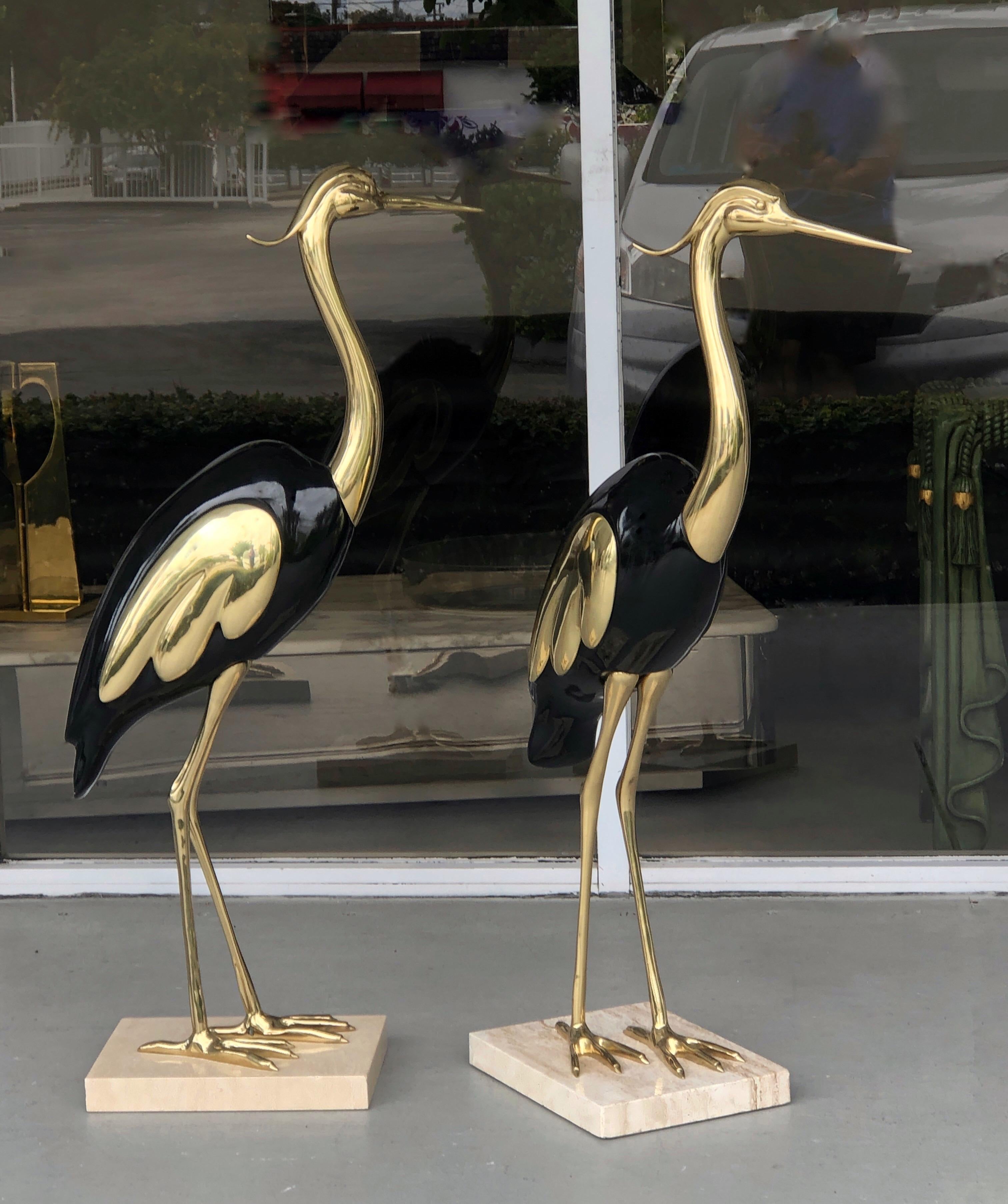 Italian Brass and Lacquer Pair of Life-Size Bird Sculpture 6