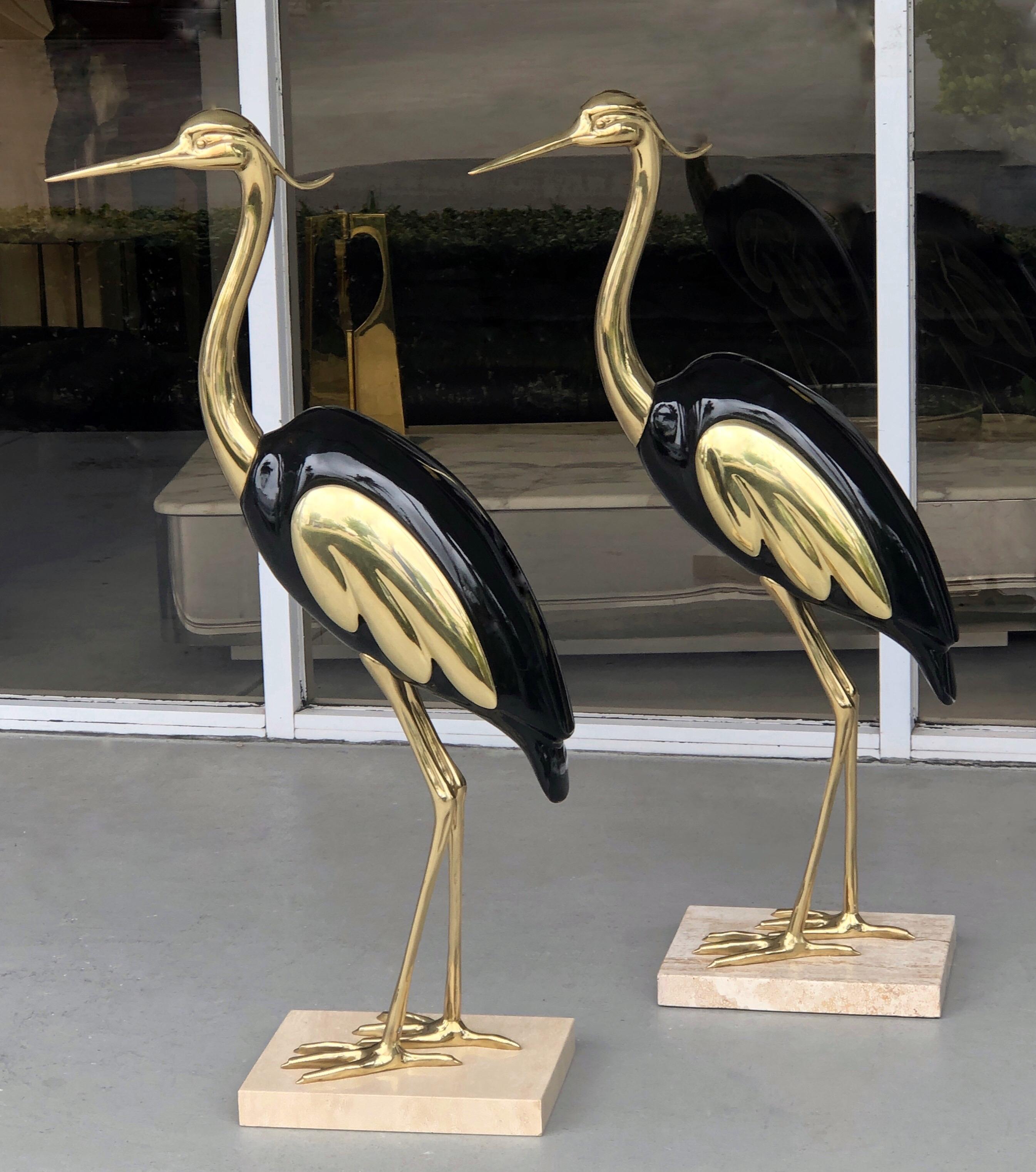 Italian Brass and Lacquer Pair of Life-Size Bird Sculpture 7