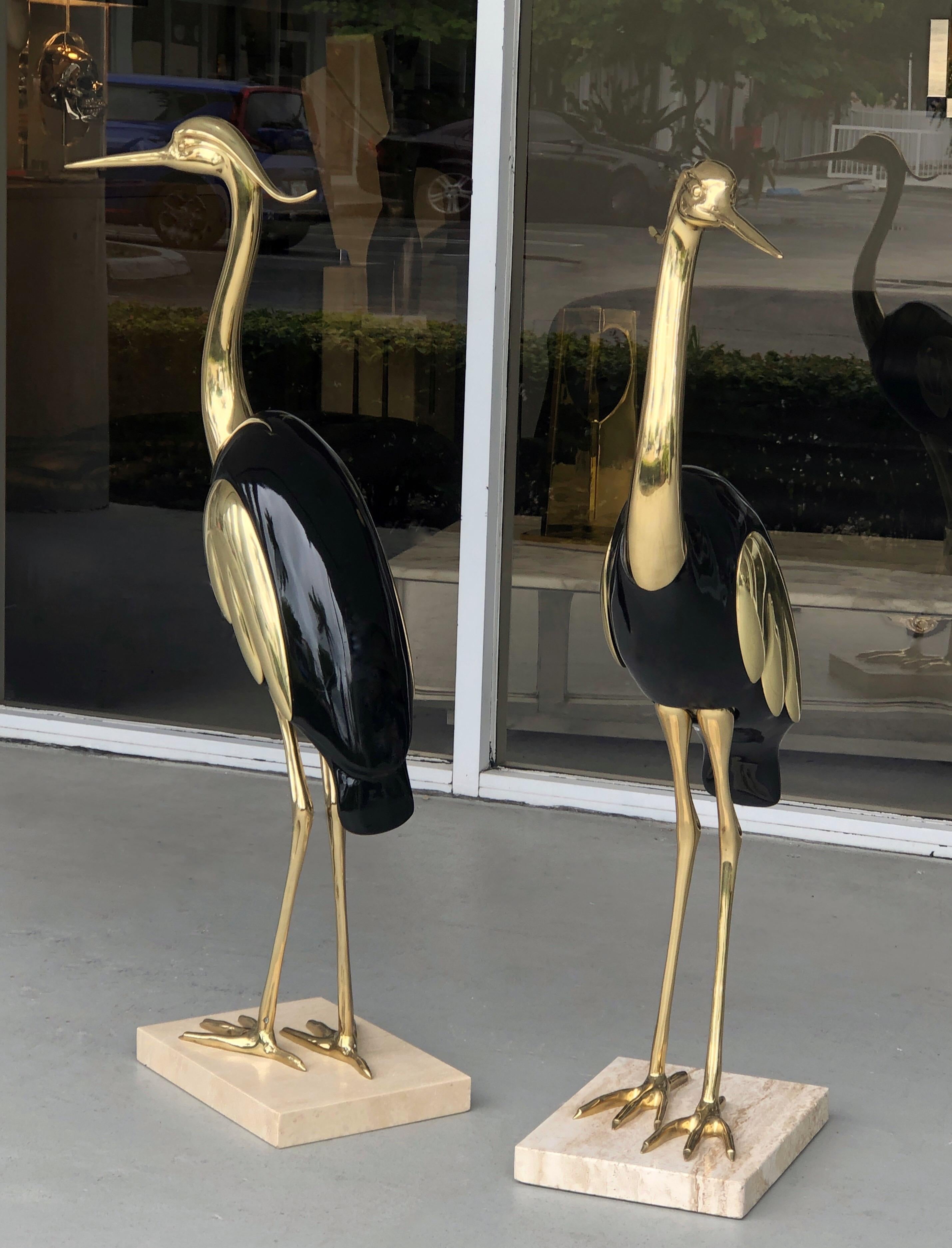 Italian Brass and Lacquer Pair of Life-Size Bird Sculpture 2