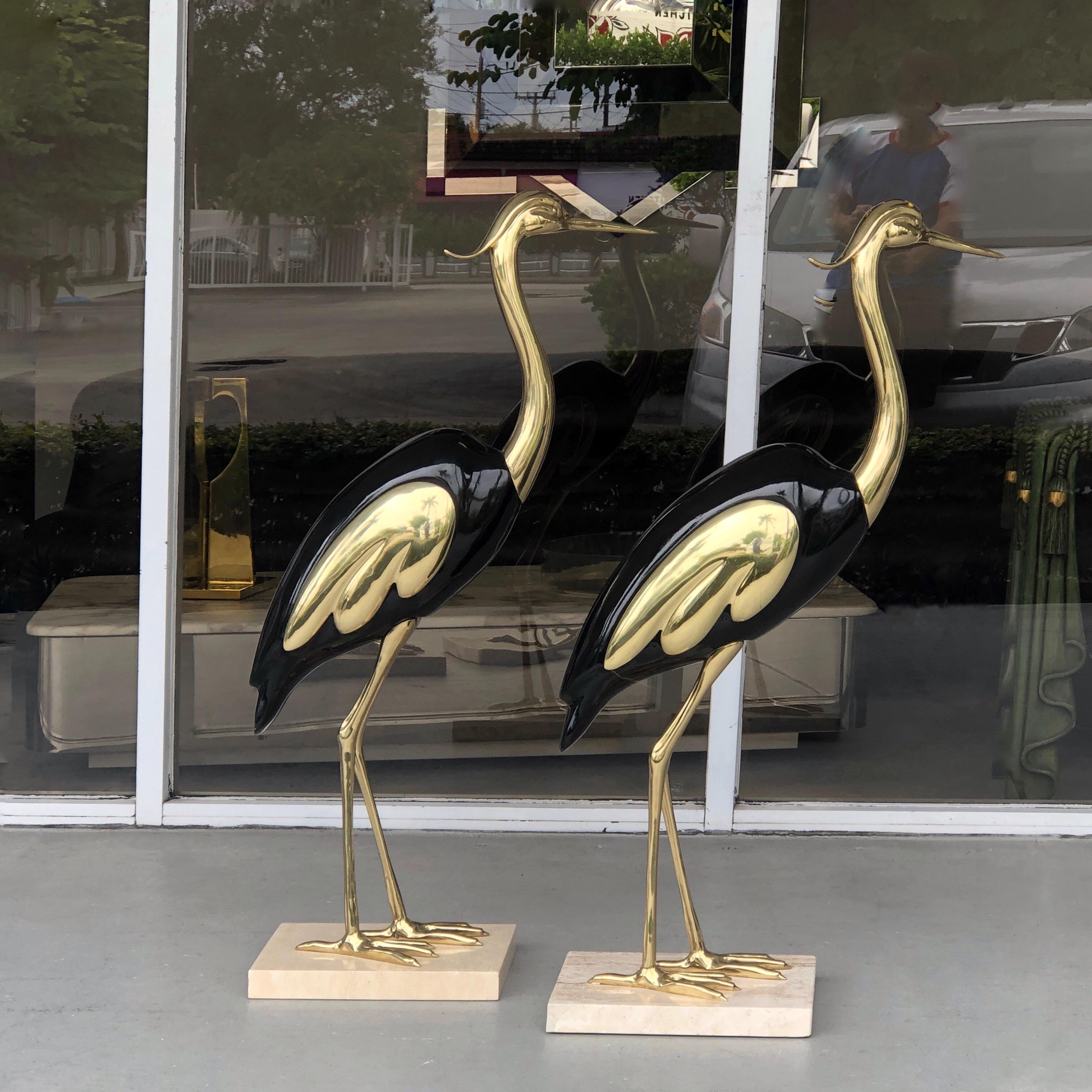 Italian Brass and Lacquer Pair of Life-Size Bird Sculpture 4