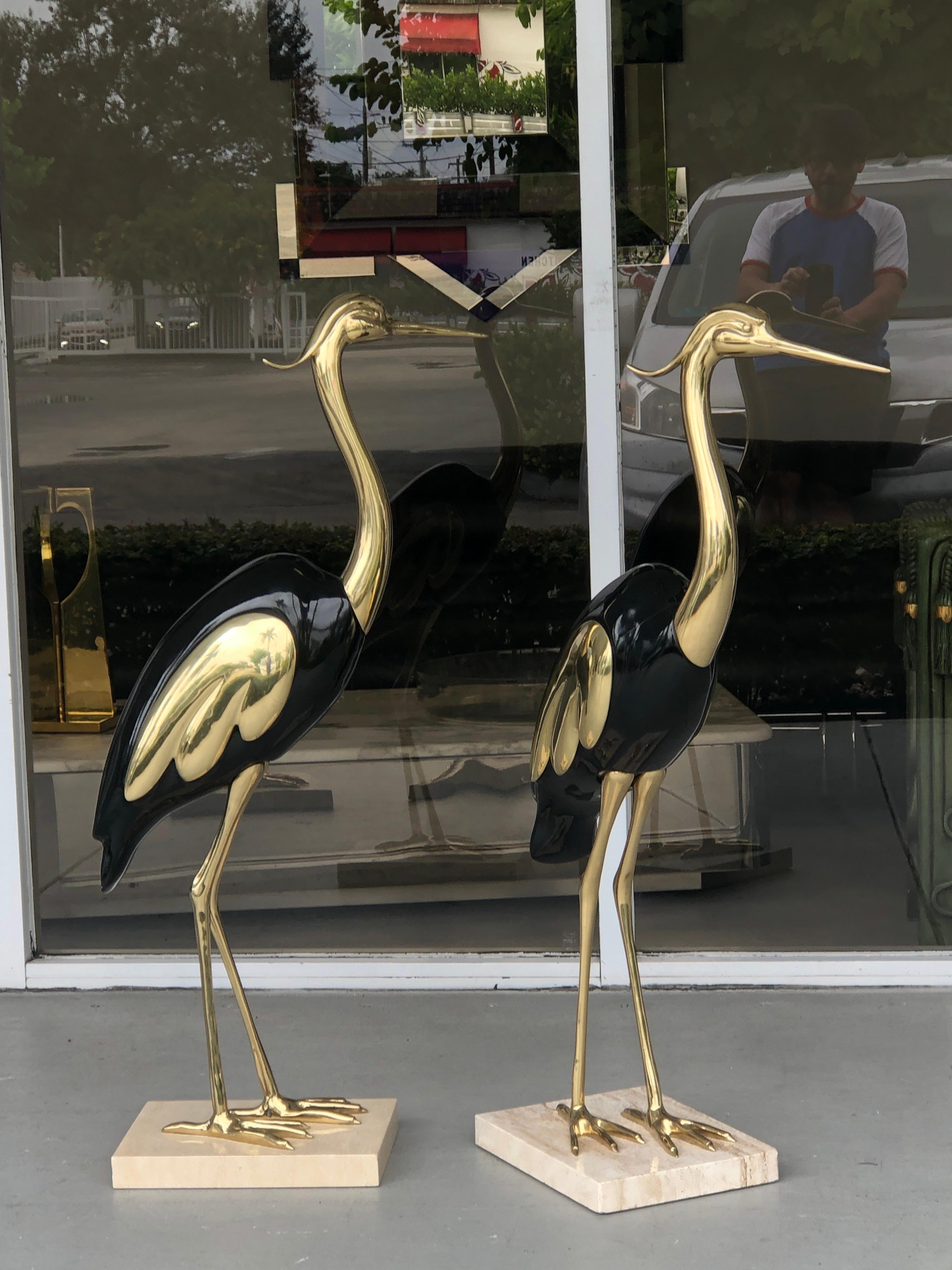 Italian Brass and Lacquer Pair of Life-Size Bird Sculpture 5