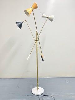 Italian Brass and Marble Base Floor Lamp Vintage Style