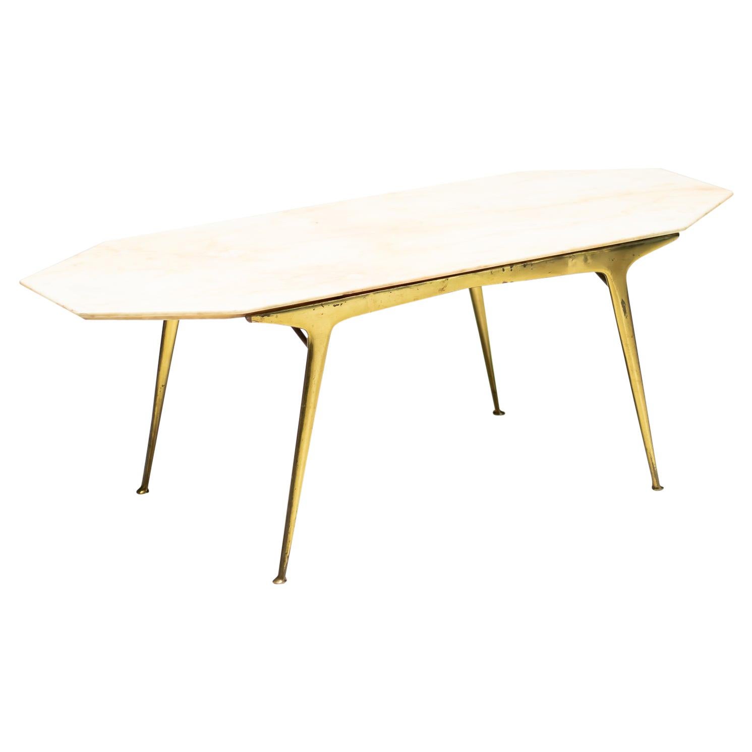 Italian Marble and Brass Coffee Table at 1stDibs