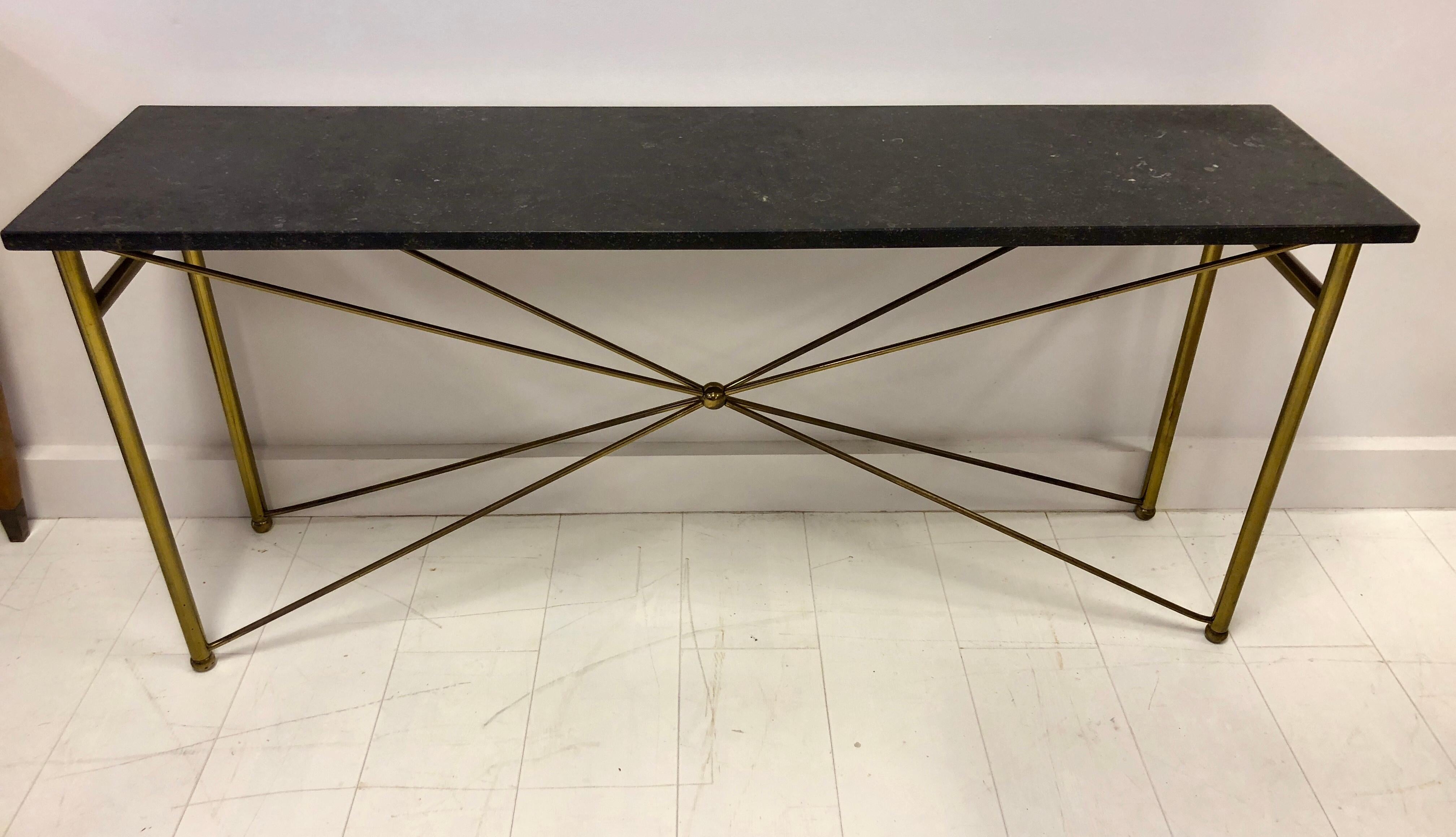 Mid-20th Century Italian Brass and Marble Console