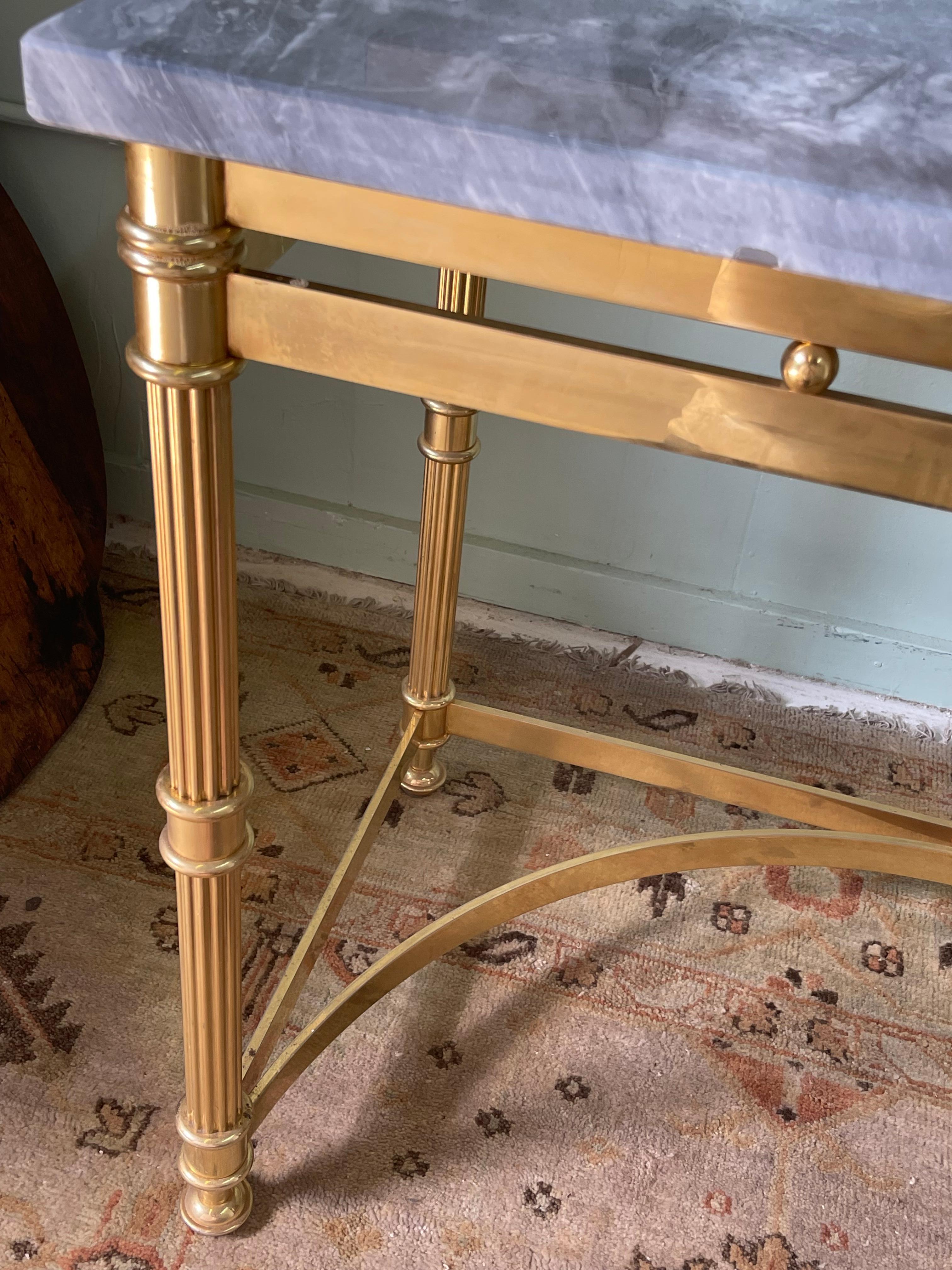 Italian Brass and Marble Console Table For Sale 4