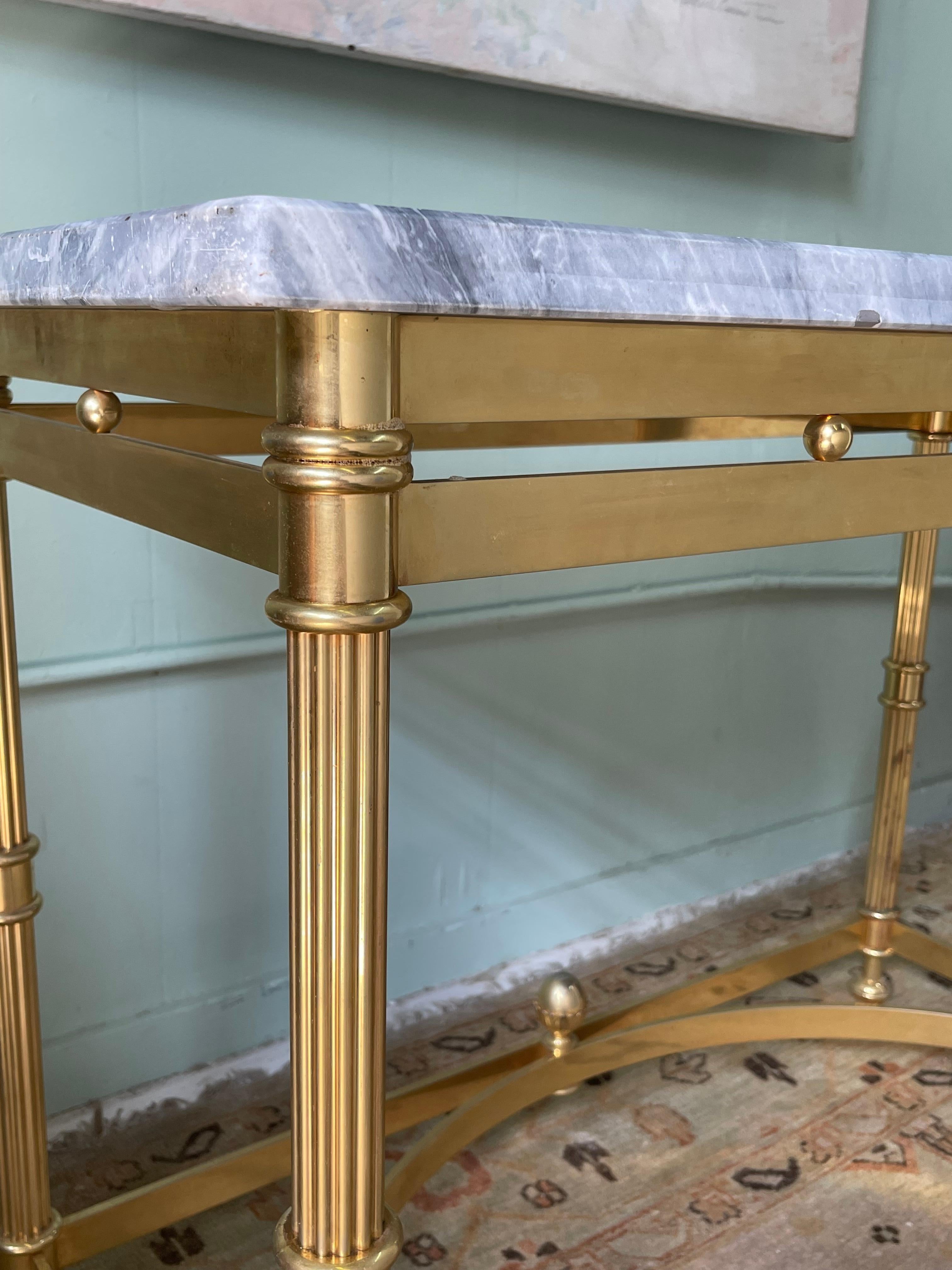 Italian Brass and Marble Console Table For Sale 7