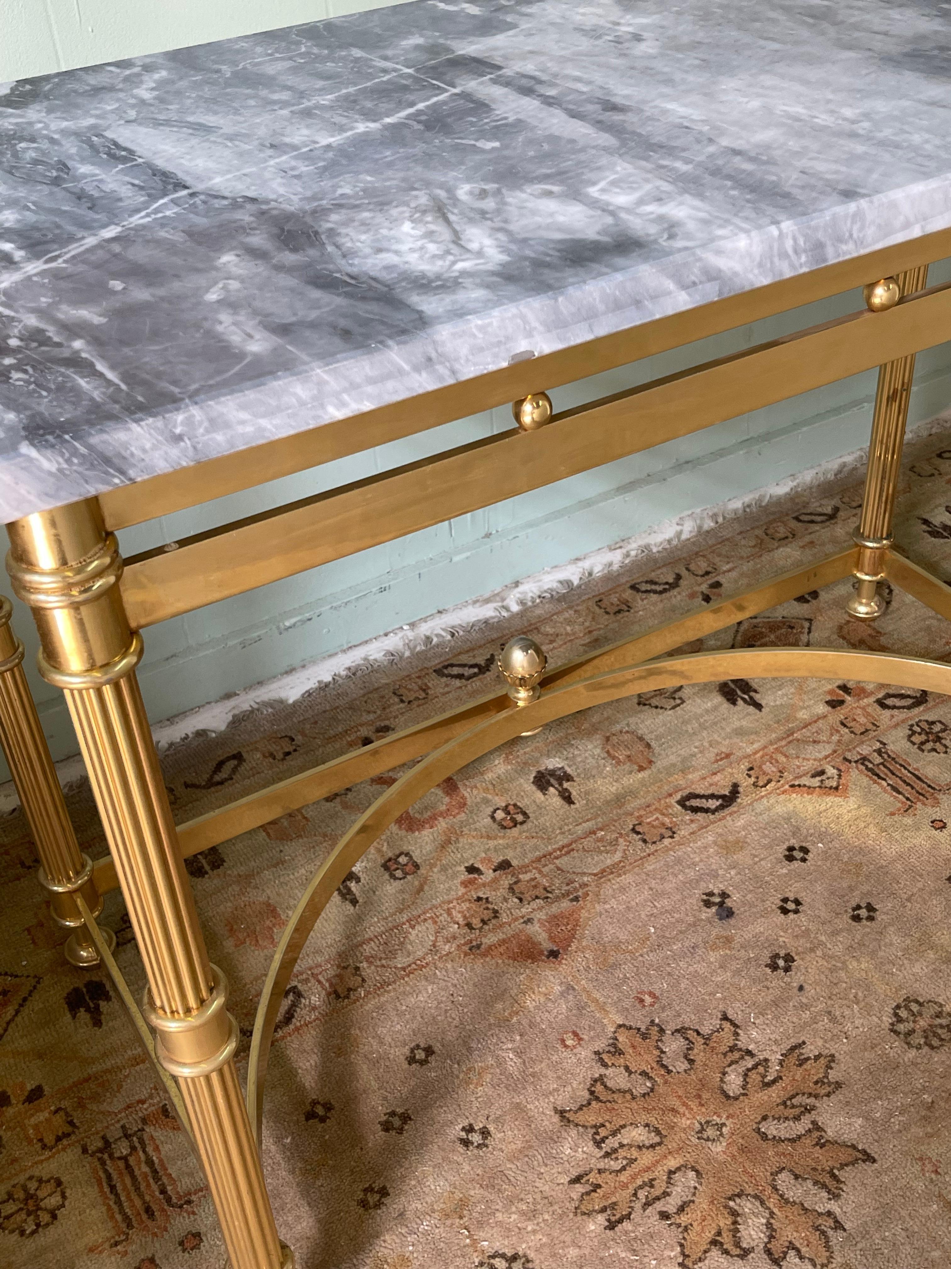 Italian Brass and Marble Console Table For Sale 8