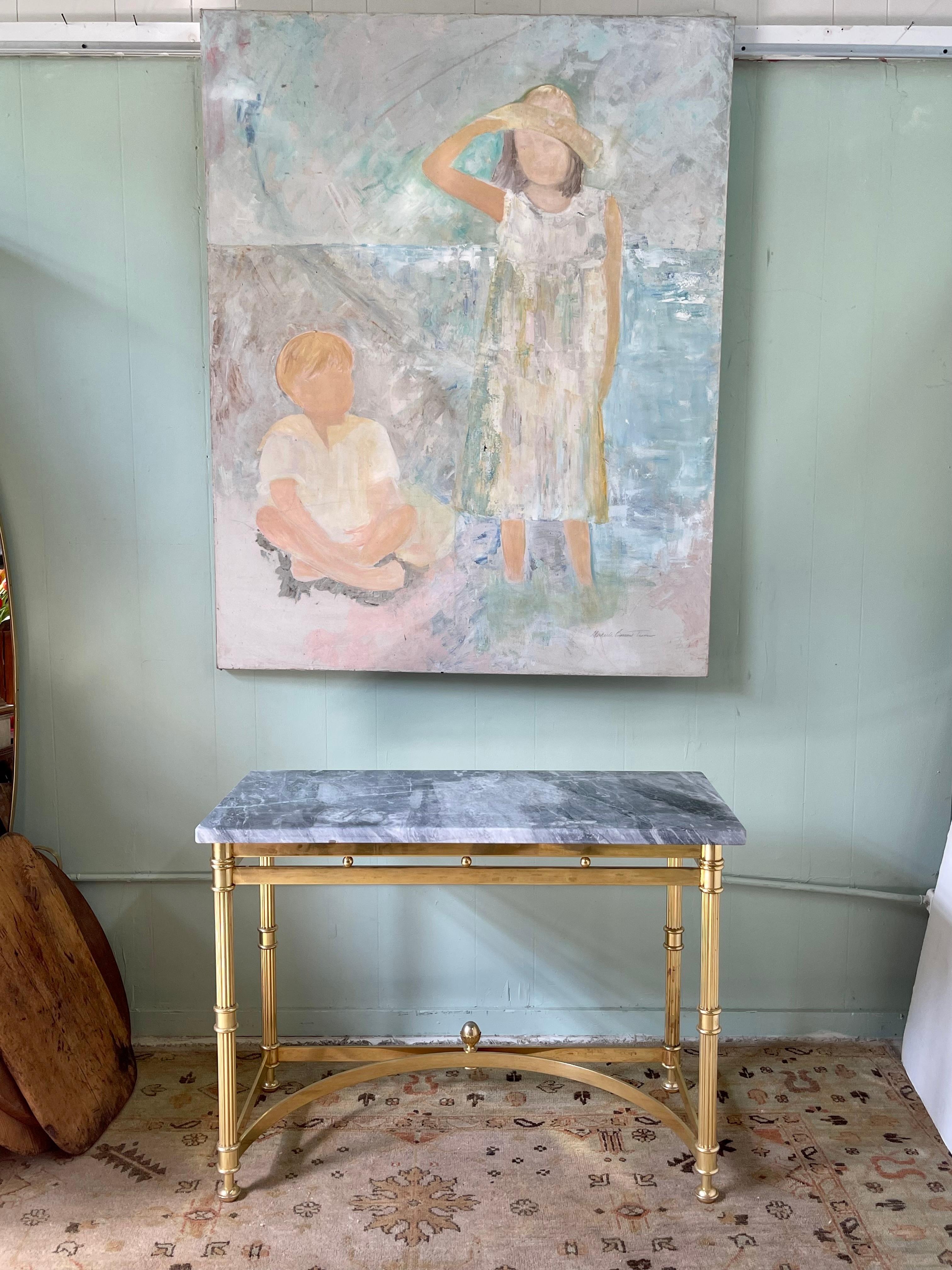 Italian Brass and Marble Console Table For Sale 11