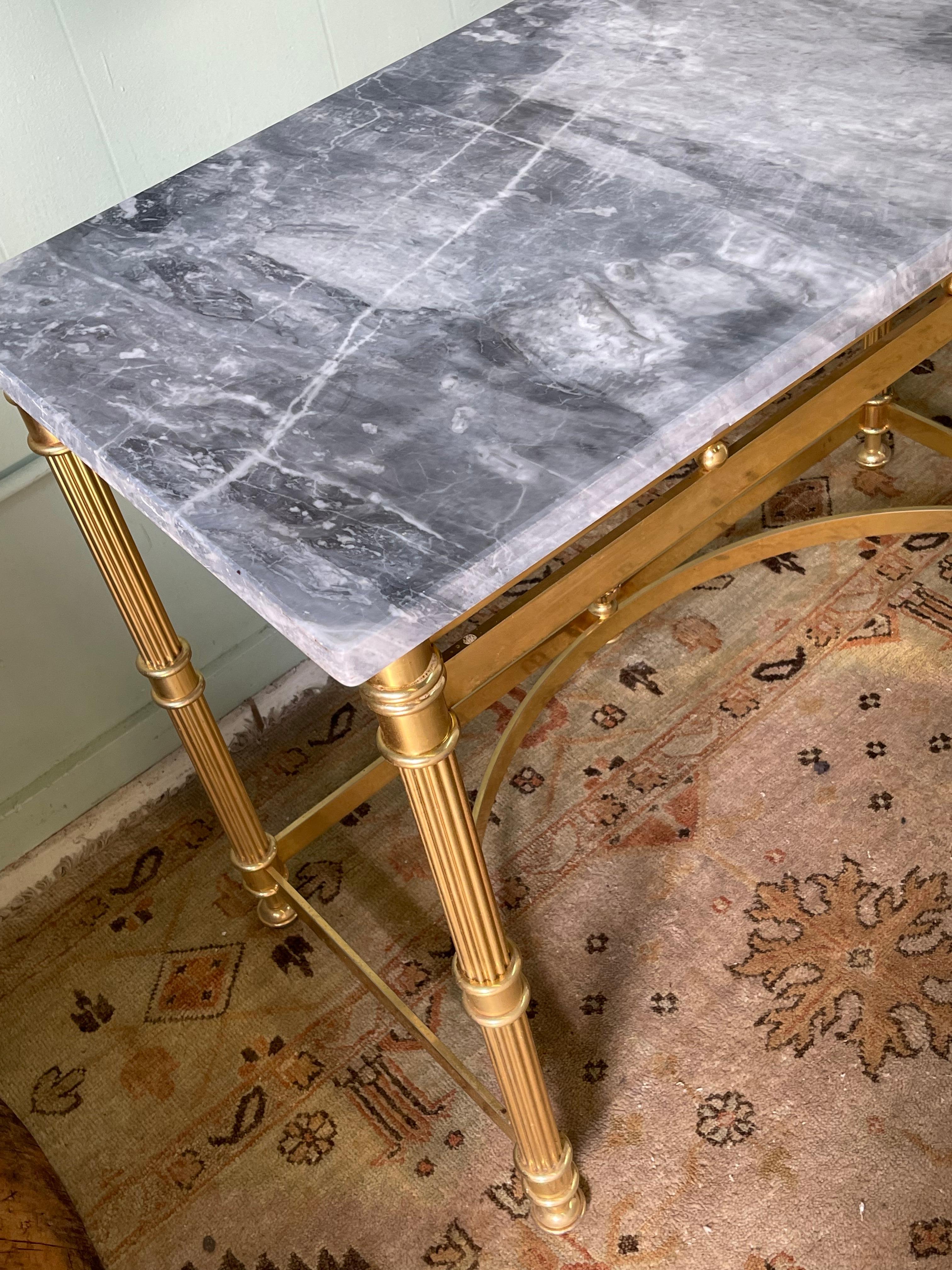 Italian Brass and Marble Console Table For Sale 2