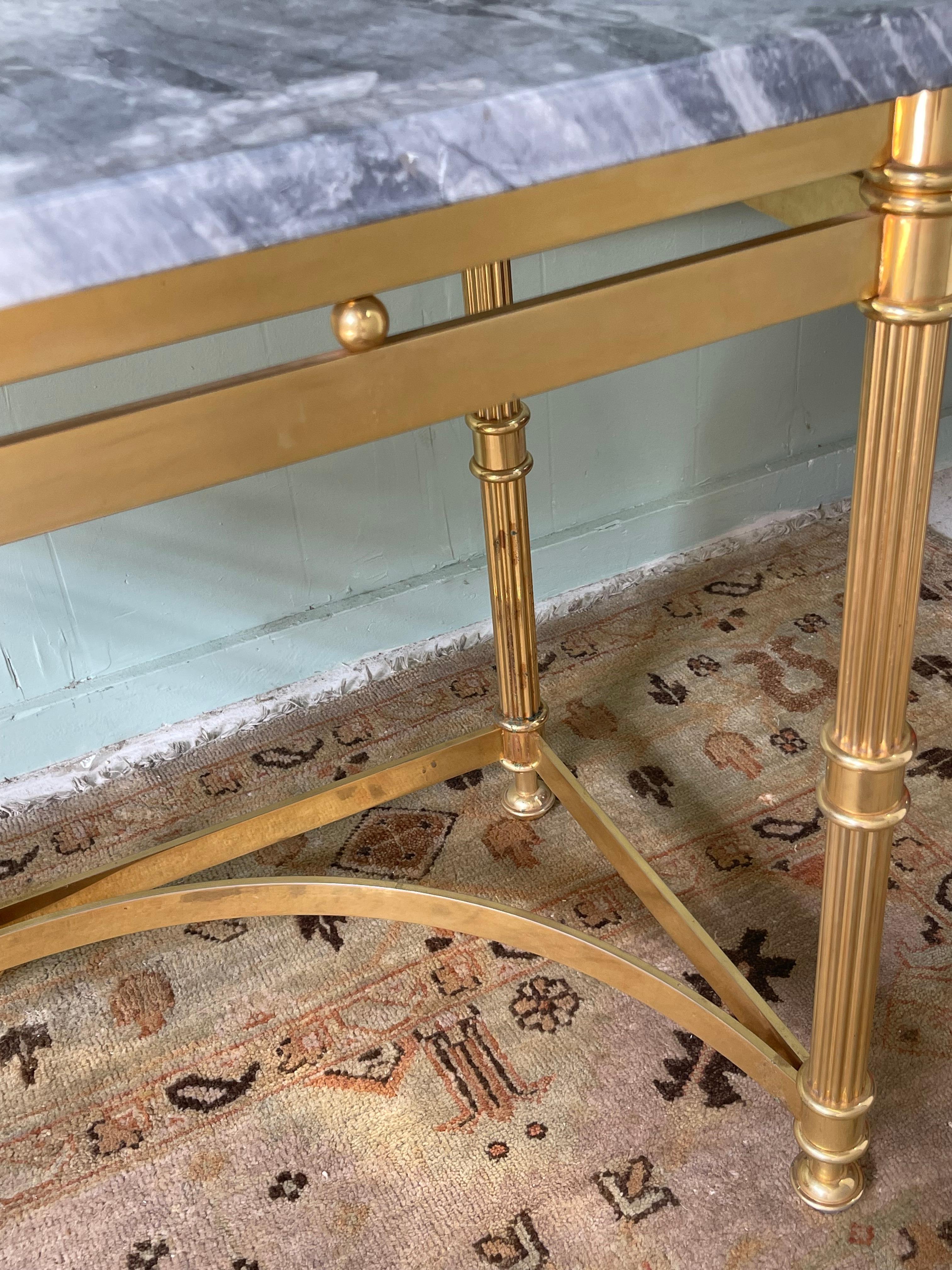 Italian Brass and Marble Console Table For Sale 3