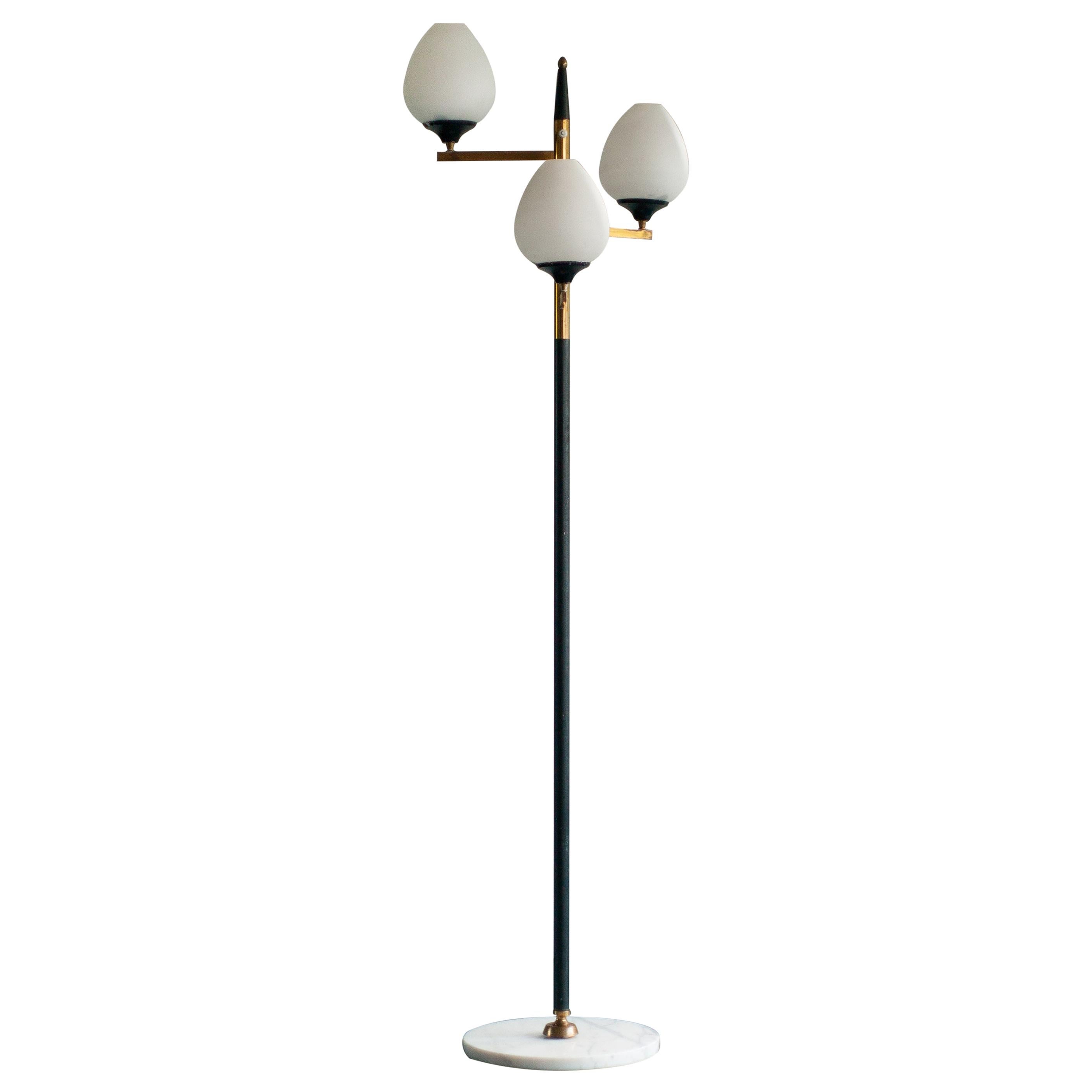 Italian Brass and Enamel Counterweight Floor Lamp at 1stDibs