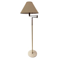 Italian Brass and Marble Floor Lamp with Swing Arm, 1970s