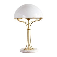 Italian Brass and Marble Mushroom Table Lamp
