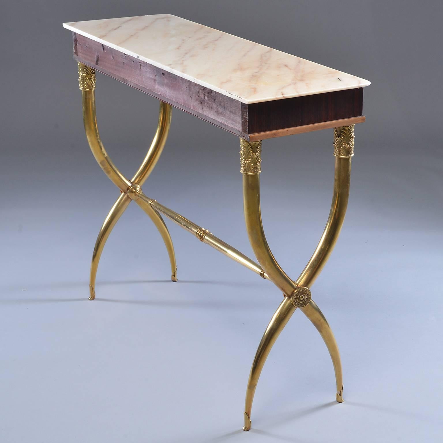 20th Century Italian Brass and Marble Neoclassical Style Console