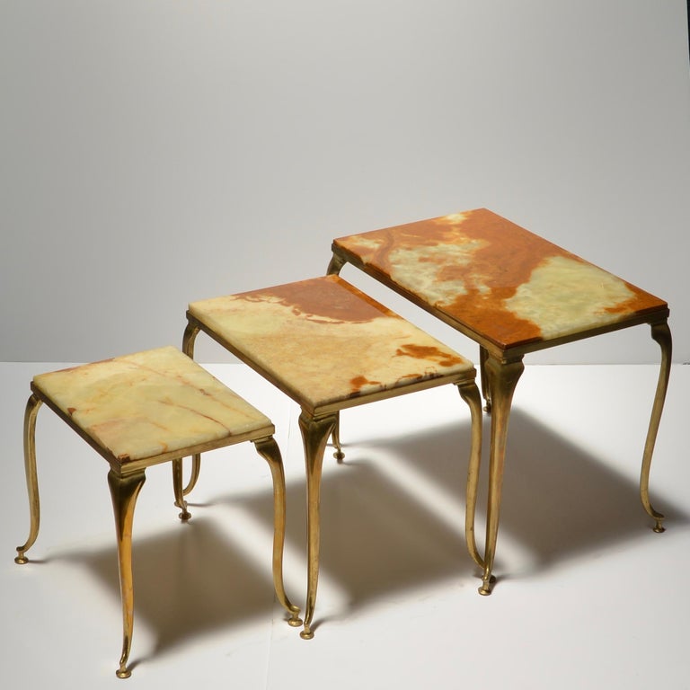 Italian Brass and Marble Nesting Tables For Sale at 1stdibs The most common marble nesting table material is glass.