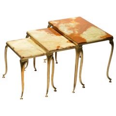 Vintage Italian Brass and Marble Nesting Tables