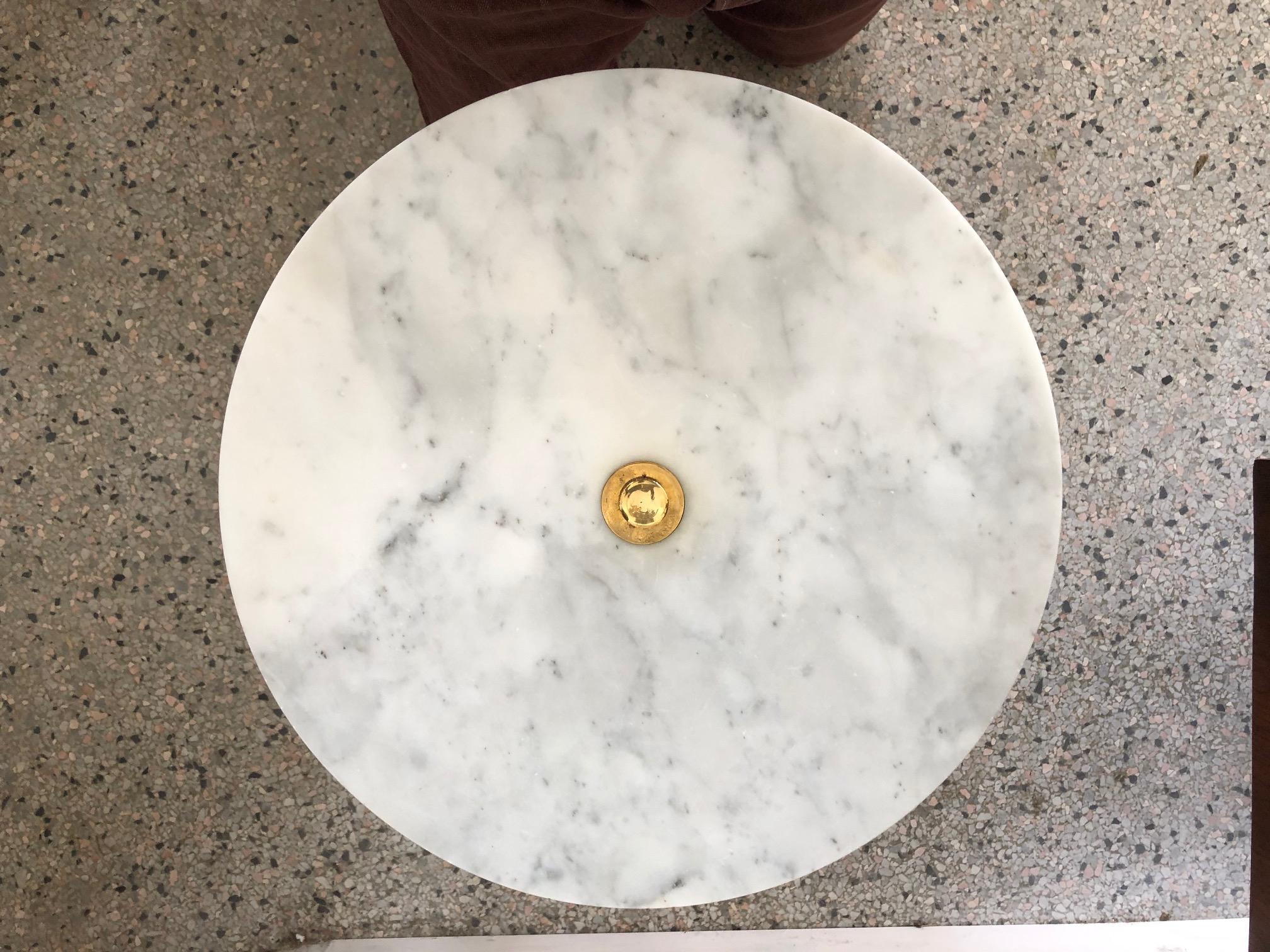 Mid-20th Century Italian Brass and Marble Occasional Table