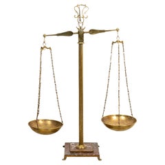 Antique Italian Brass and Marble Scale