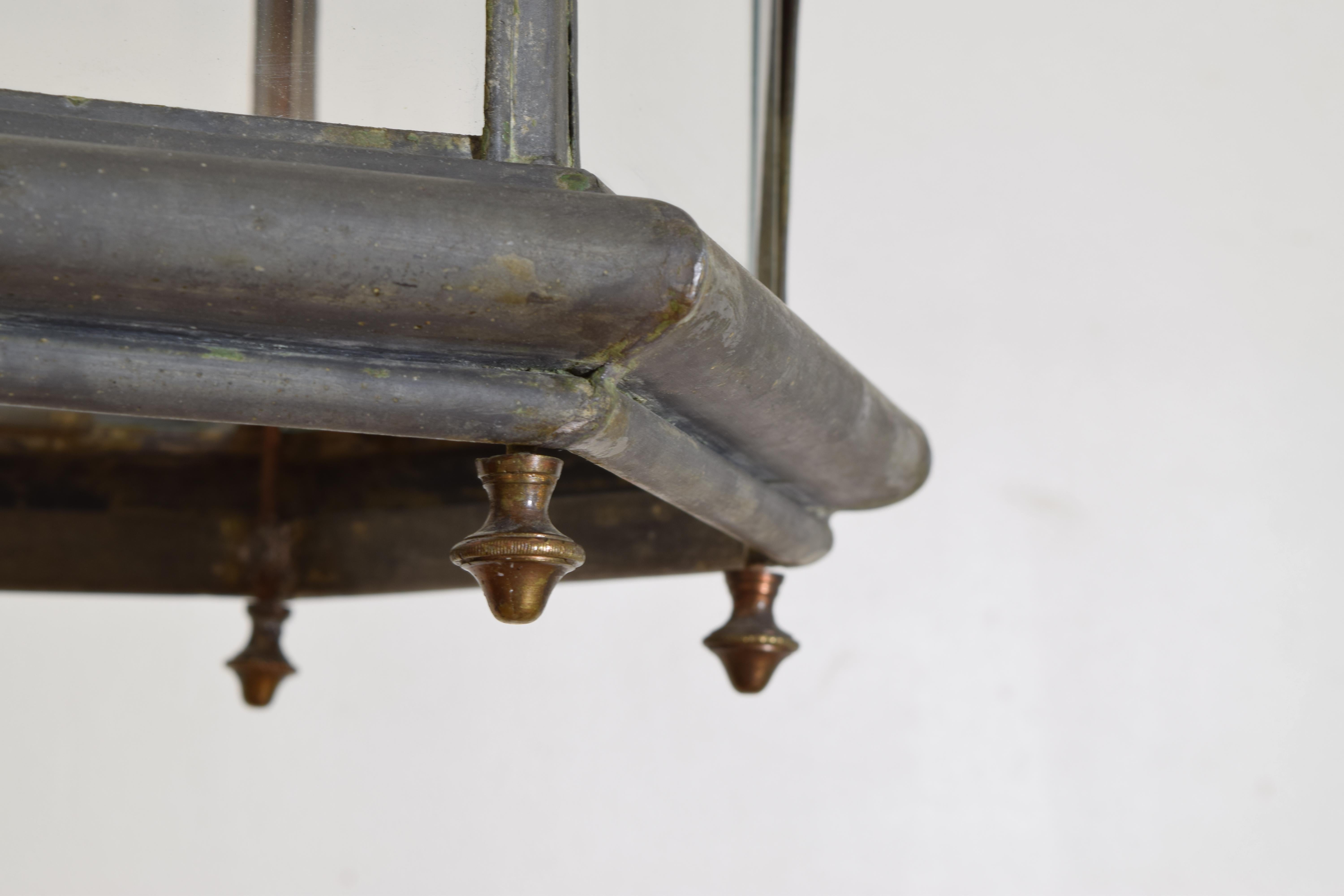 Italian Brass and Metal Hexagonal Lantern, 2nd quarter 19th century For Sale 3