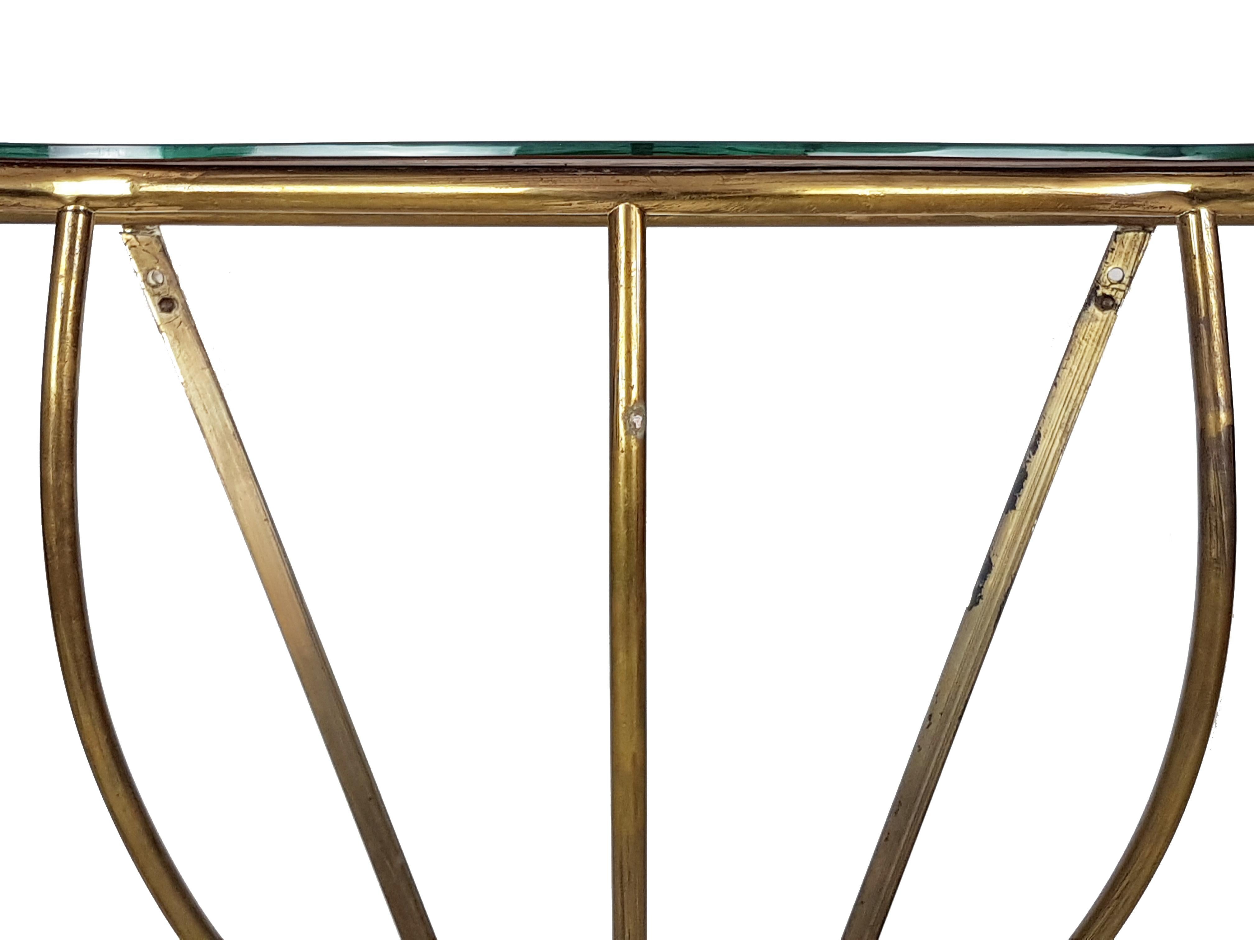 Italian Brass and Mirrored Glass 1950s Wall Console 4