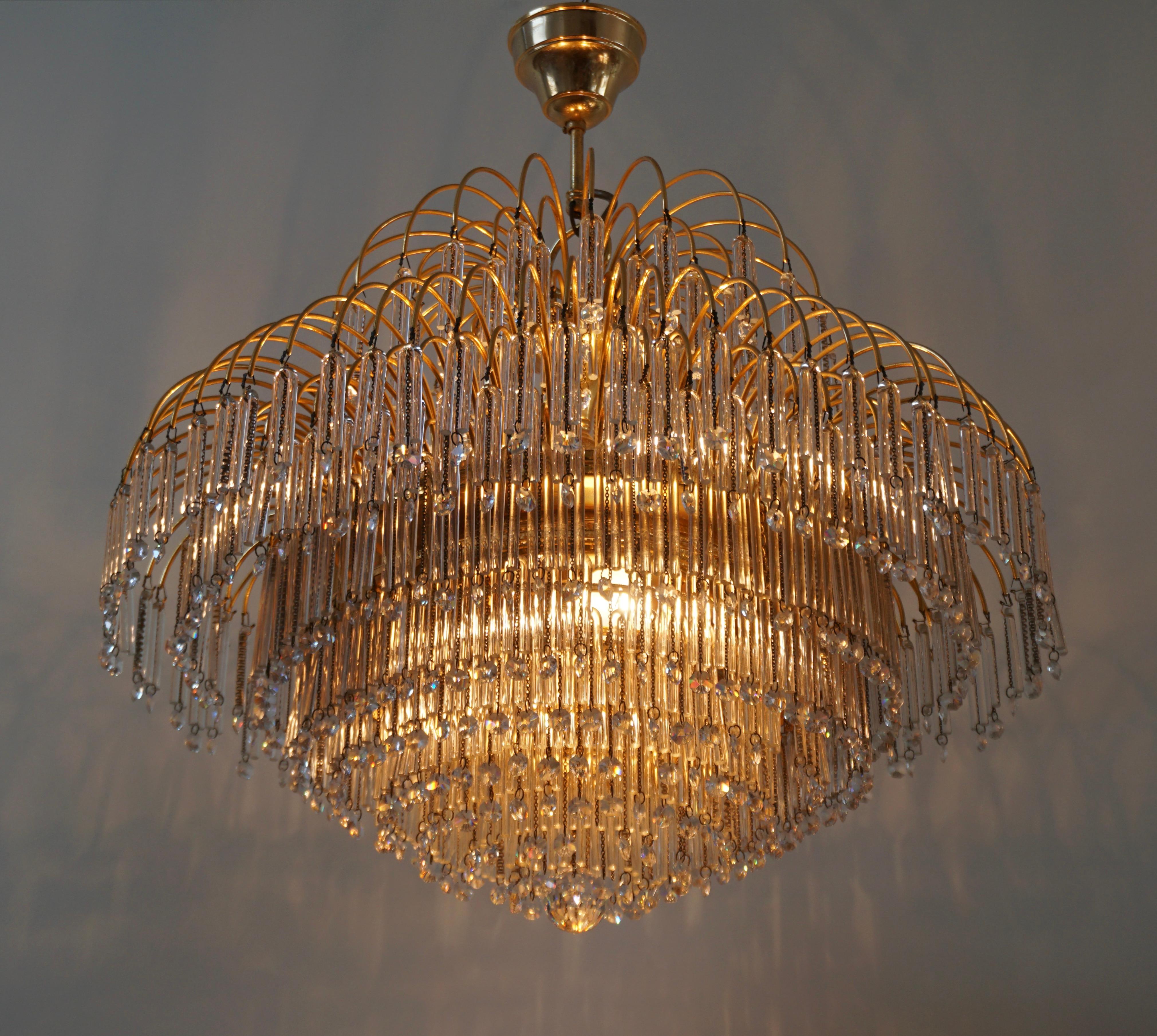 Italian Brass and Murano Crystal Glass Chandelier In Good Condition For Sale In Antwerp, BE