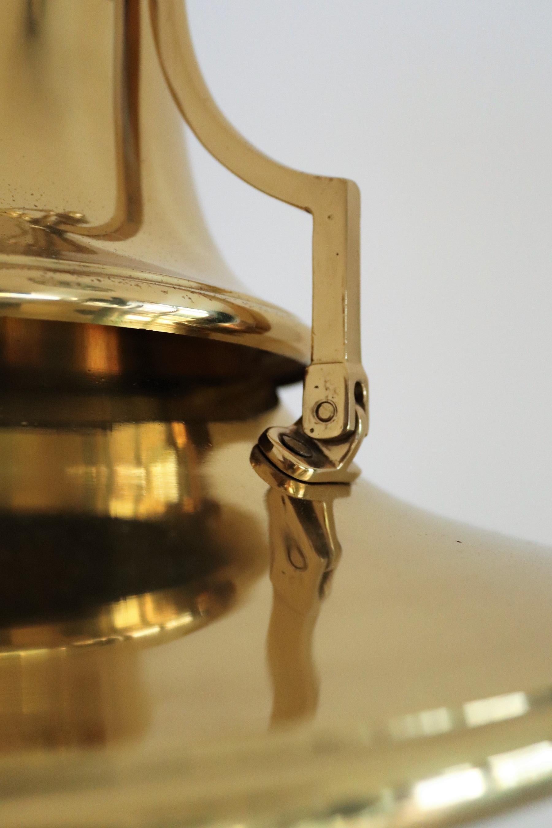 Italian Brass and Murano Glass Pendant Lamp or Lantern in Nautical Style, 1970s 9