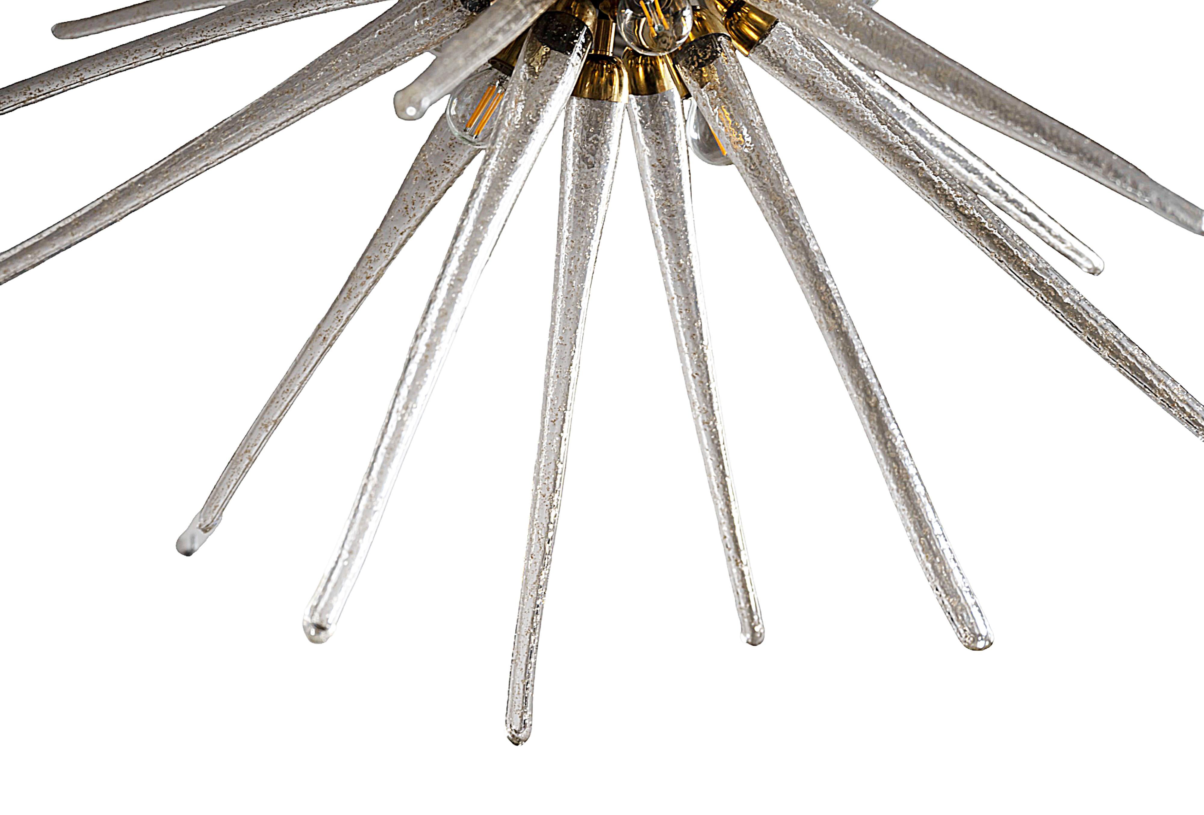 Italian Brass And Murano Glass Sputnik Chandelier In Good Condition In Vilnius, LT