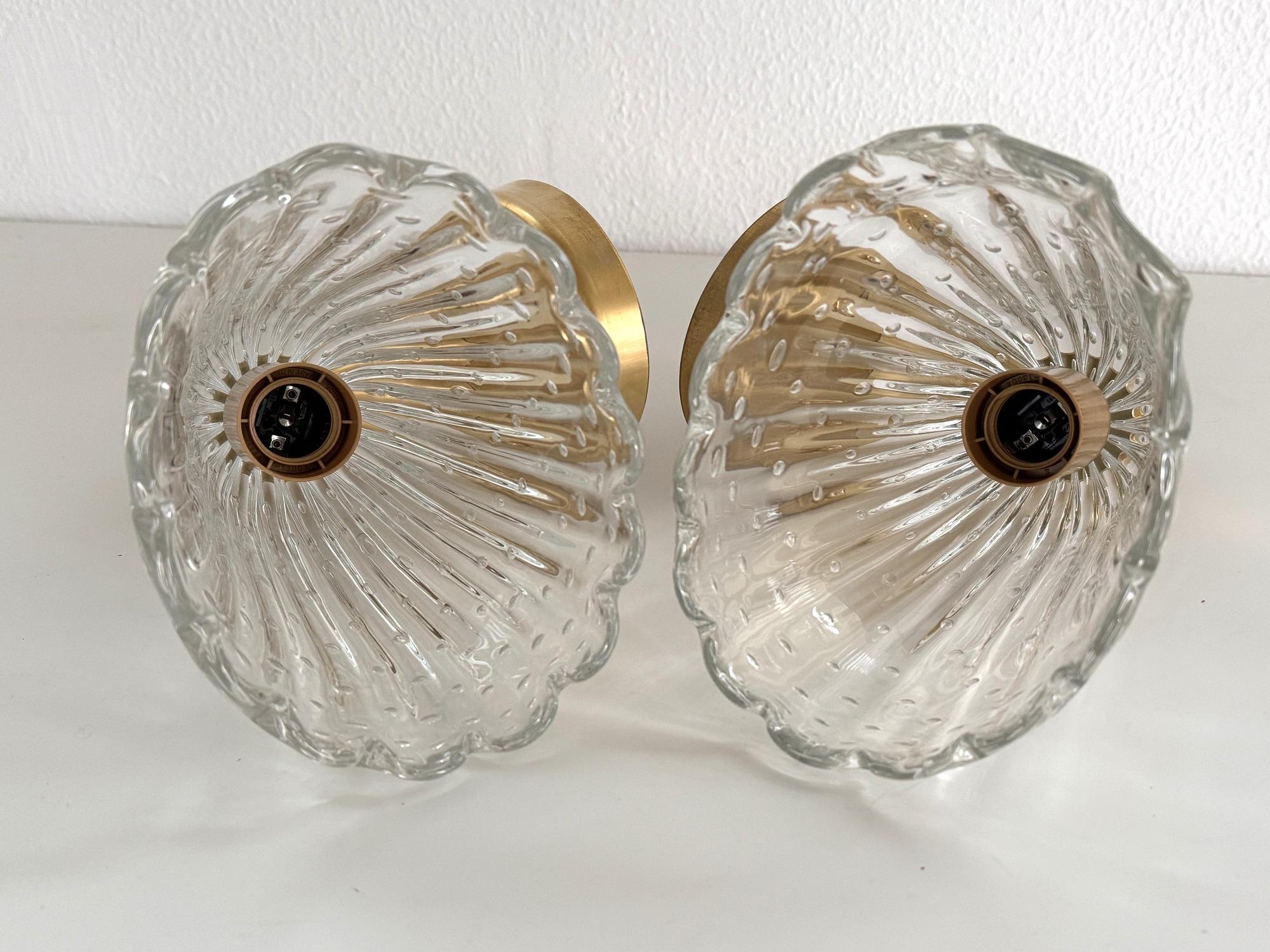 Italian Brass and Murano Glass Wall Lights or Sconces in Art Deco Style, 1990s For Sale 5