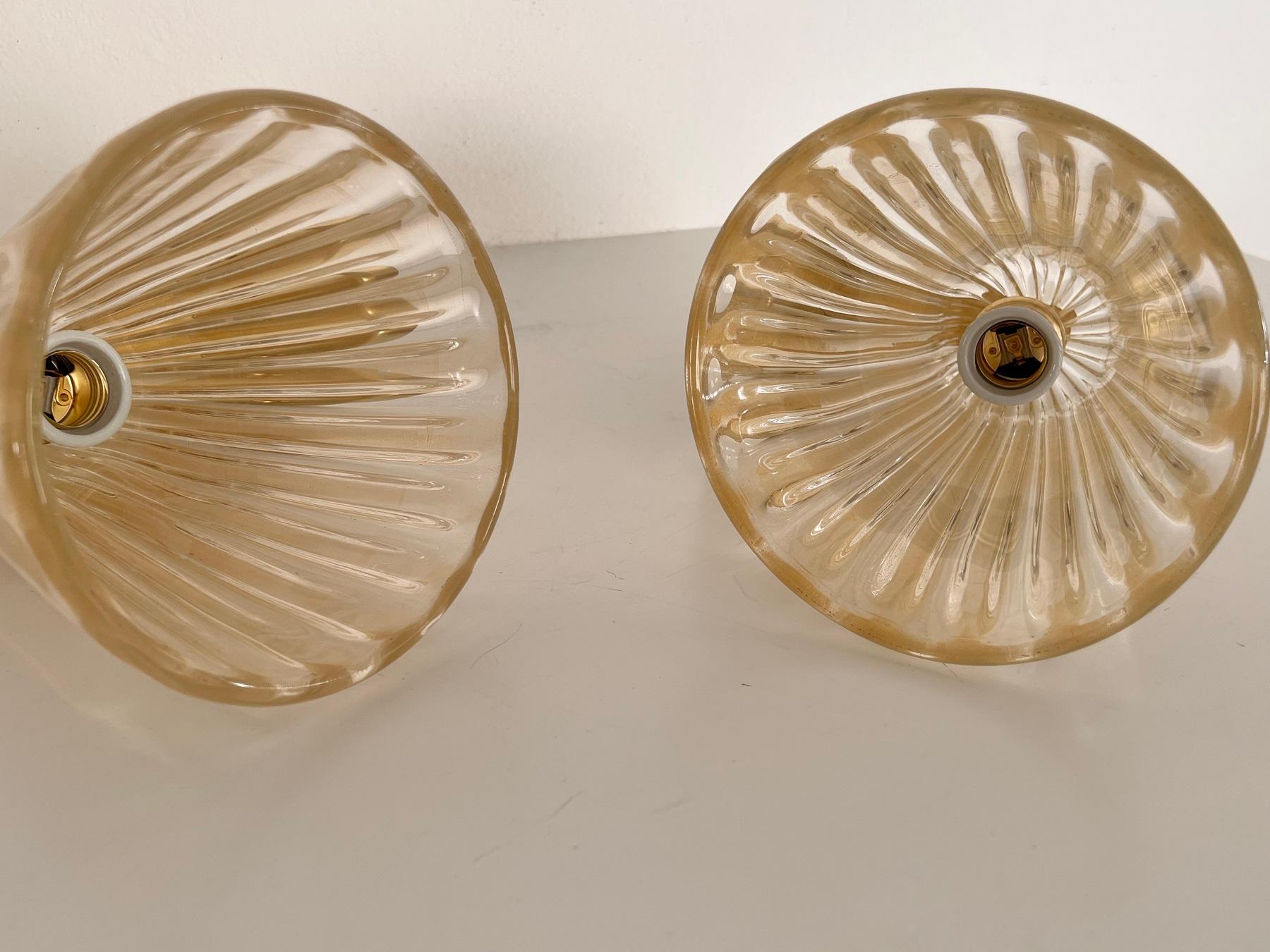 Italian Brass and Murano Glass Wall Lights or Sconces in Art Deco Style, 1990s 7