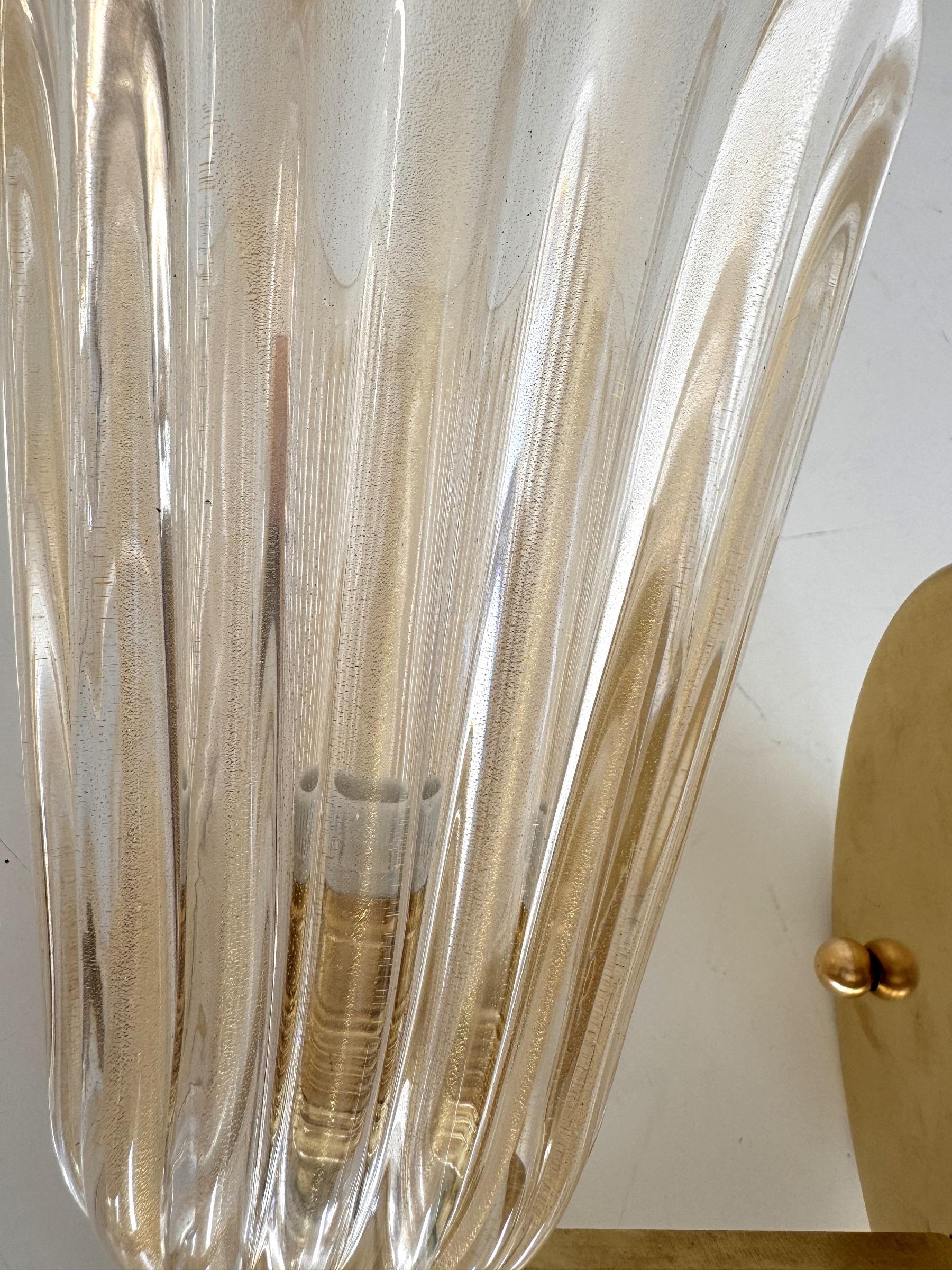 Italian Brass and Murano Glass Wall Lights or Sconces in Art Deco Style, 1990s 7