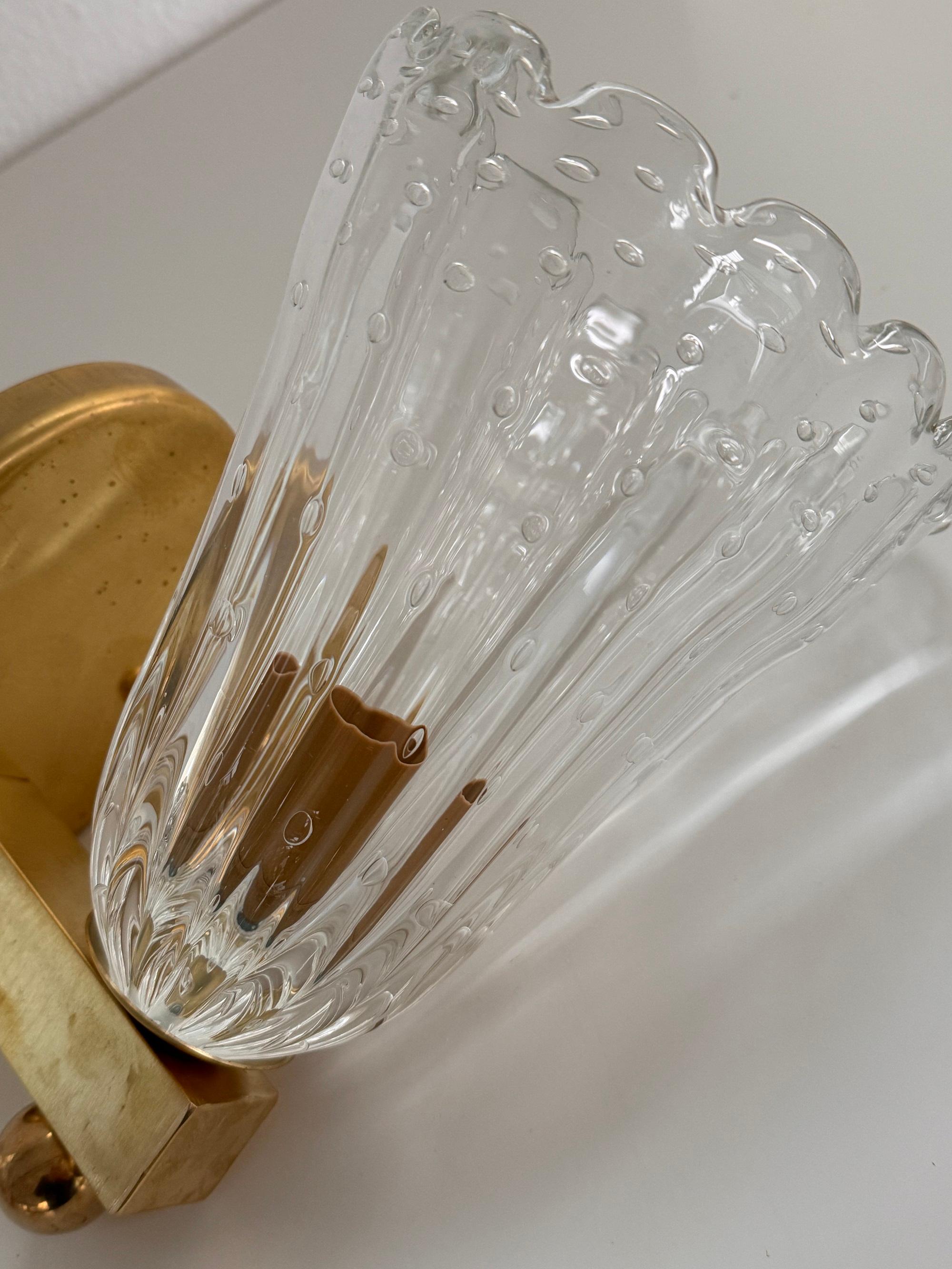 Italian Brass and Murano Glass Wall Lights or Sconces in Art Deco Style, 1990s For Sale 7