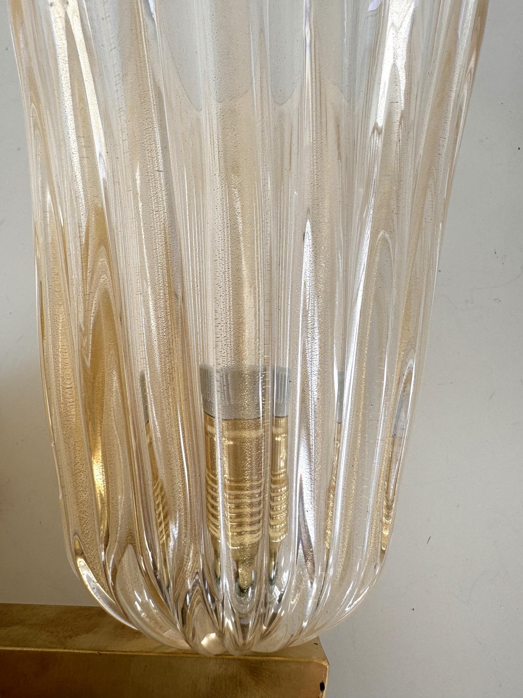 Italian Brass and Murano Glass Wall Lights or Sconces in Art Deco Style, 1990s 8