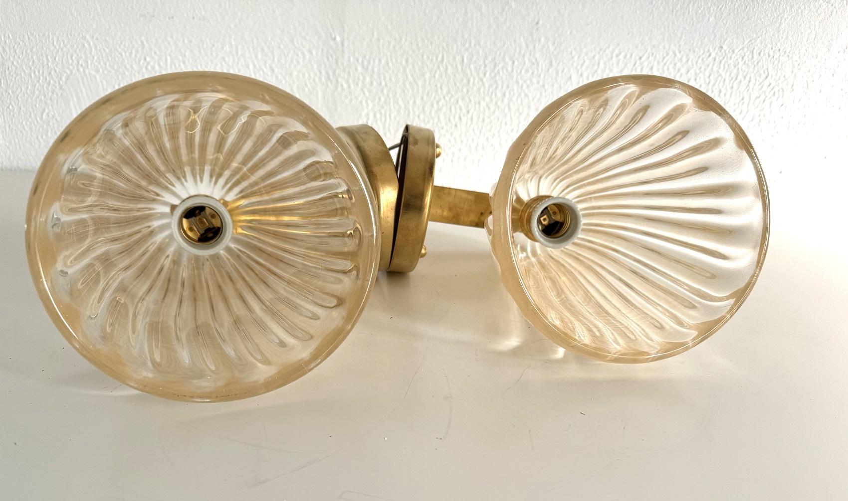 Italian Brass and Murano Glass Wall Lights or Sconces in Art Deco Style, 1990s 8