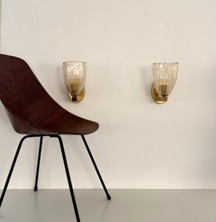 Italienische Wandleuchten aus Messing und Muranoglas im Art-déco-Stil, 1990er Jahre