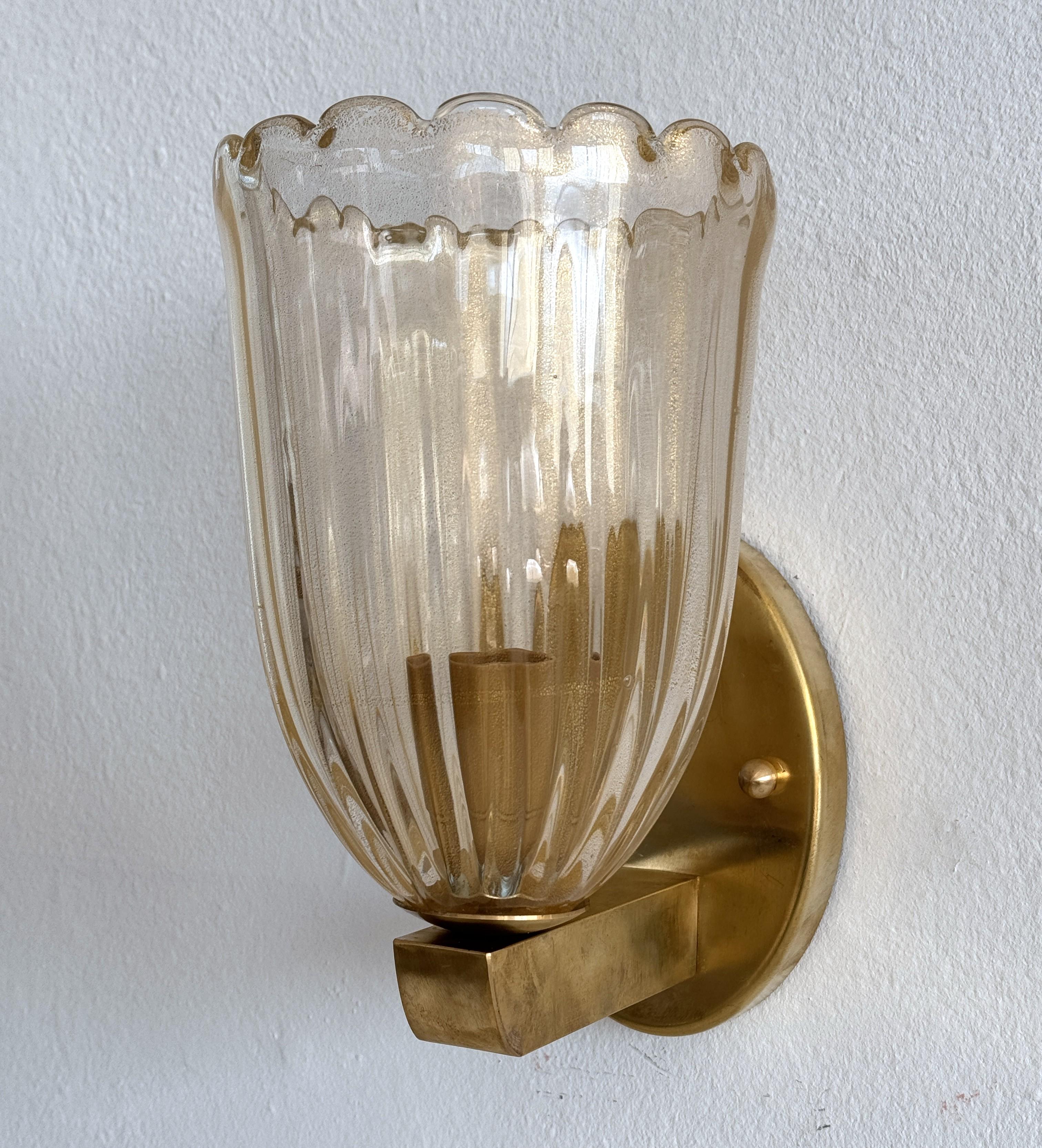 Applique o Sconcese in ottone e vetro di Murano in stile Art Déco, anni '1990 In condizioni buone in vendita a Morazzone, Varese