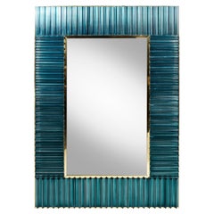 Specchio da parete in ottone e vetro di Murano