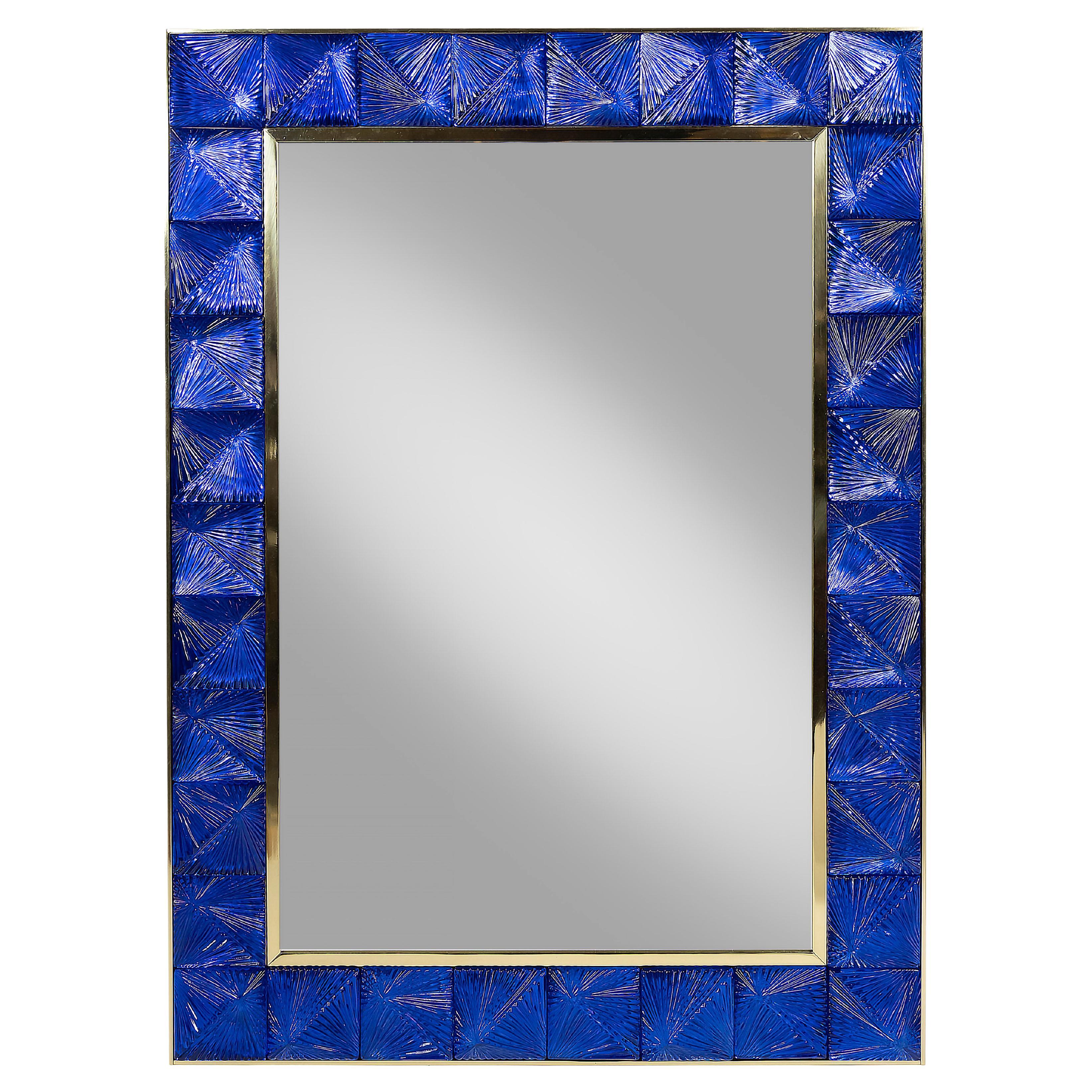 Italian Brass and Murano Glass Wall Mirror