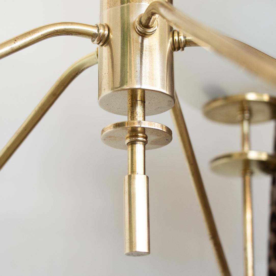 Italian Brass and Opaline Glass Chandelier 3