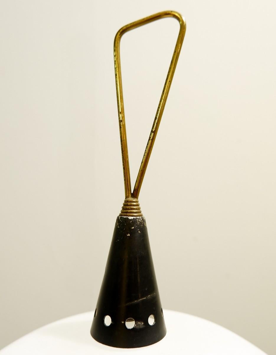 Italian brass and opaline glass tripod floor lamp, 1950s.