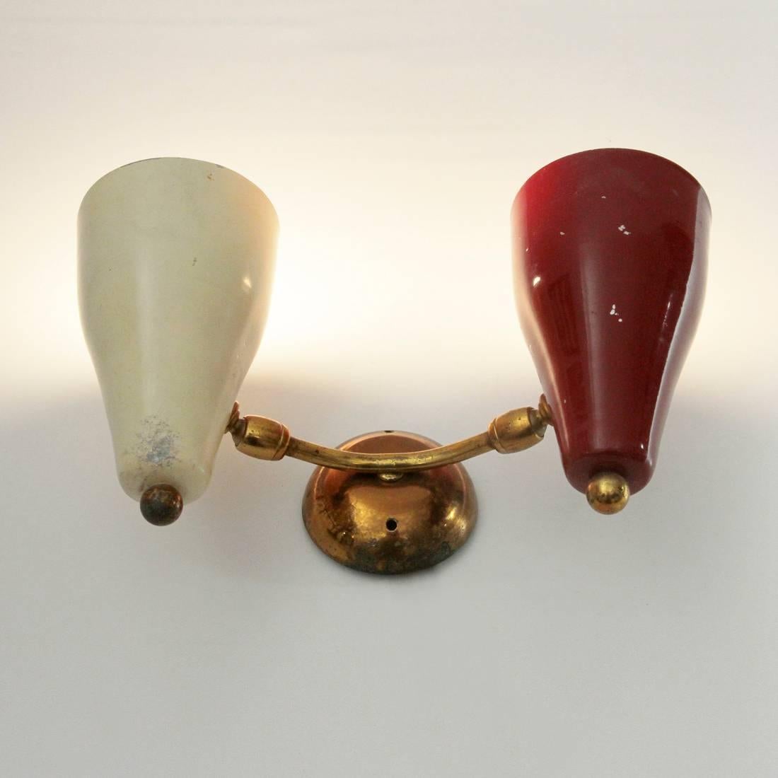 Italian Brass and Painted Metal Sconce, 1950s 3