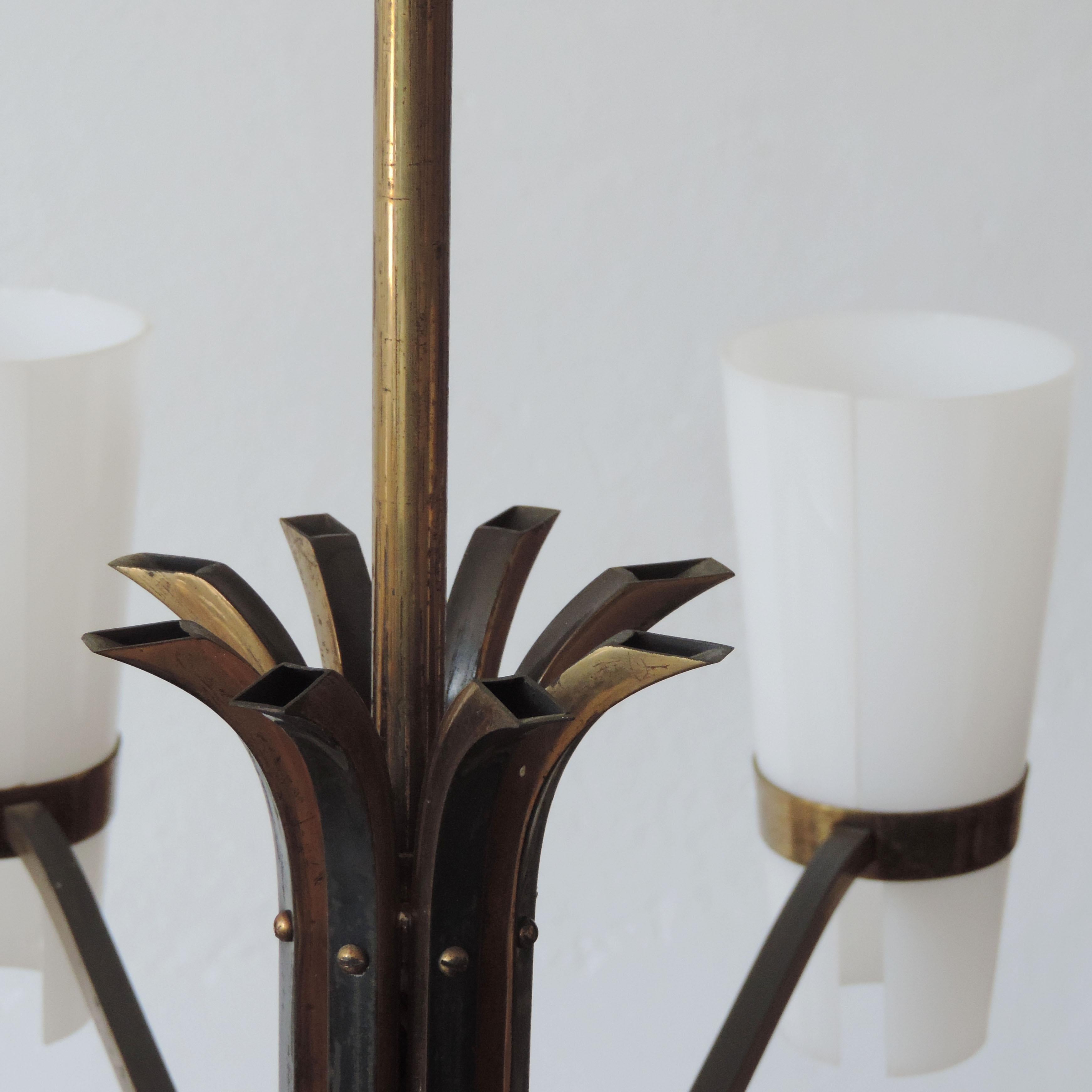 Italian Brass and Plexiglass 1950s Ceiling Lamp 1