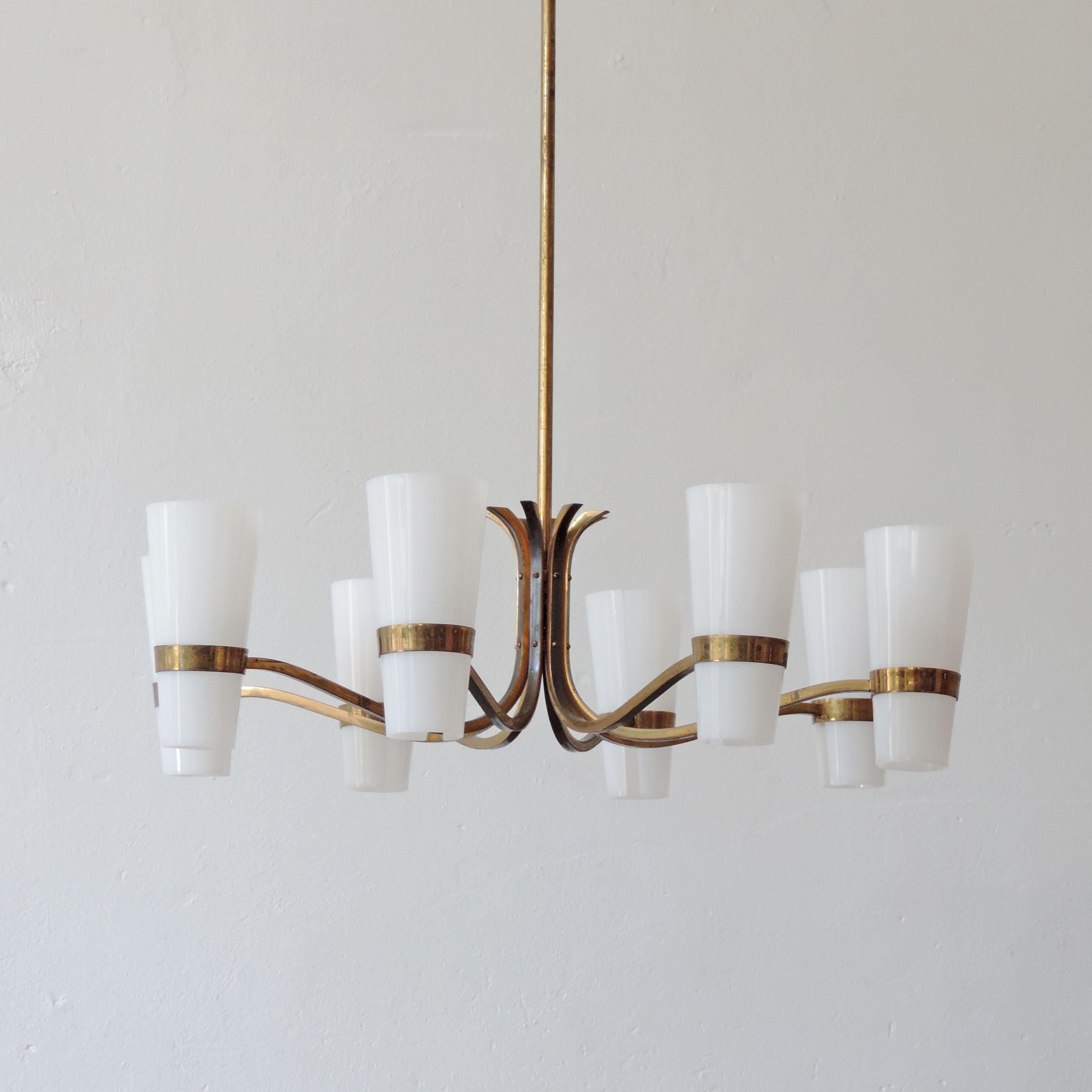 Italian Brass and Plexiglass 1950s Ceiling Lamp 2