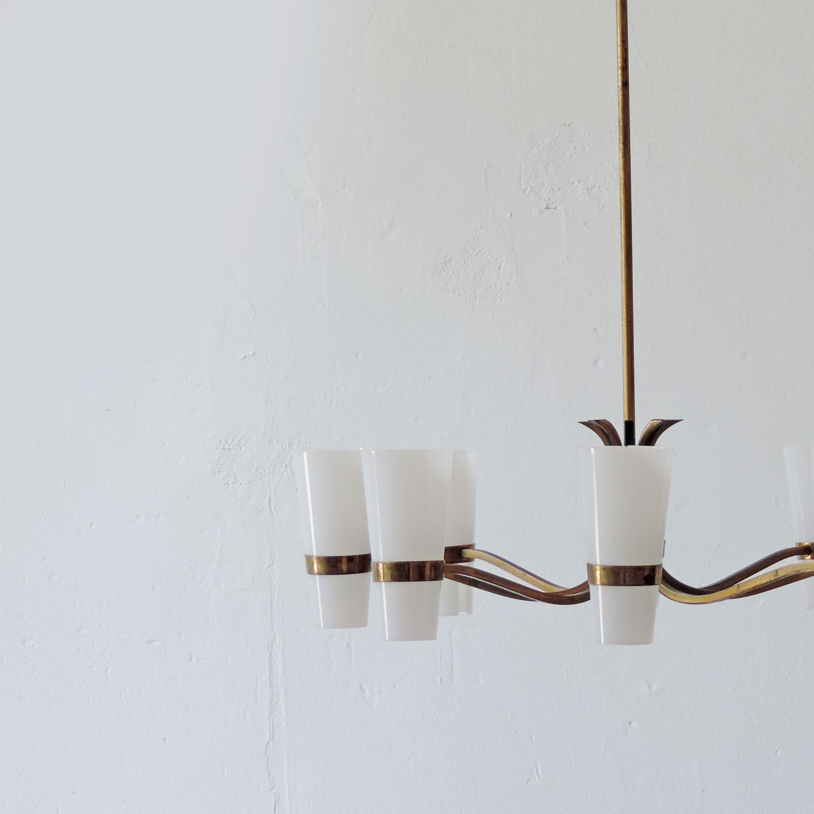 Italian Brass and Plexiglass 1950s Ceiling Lamp 3