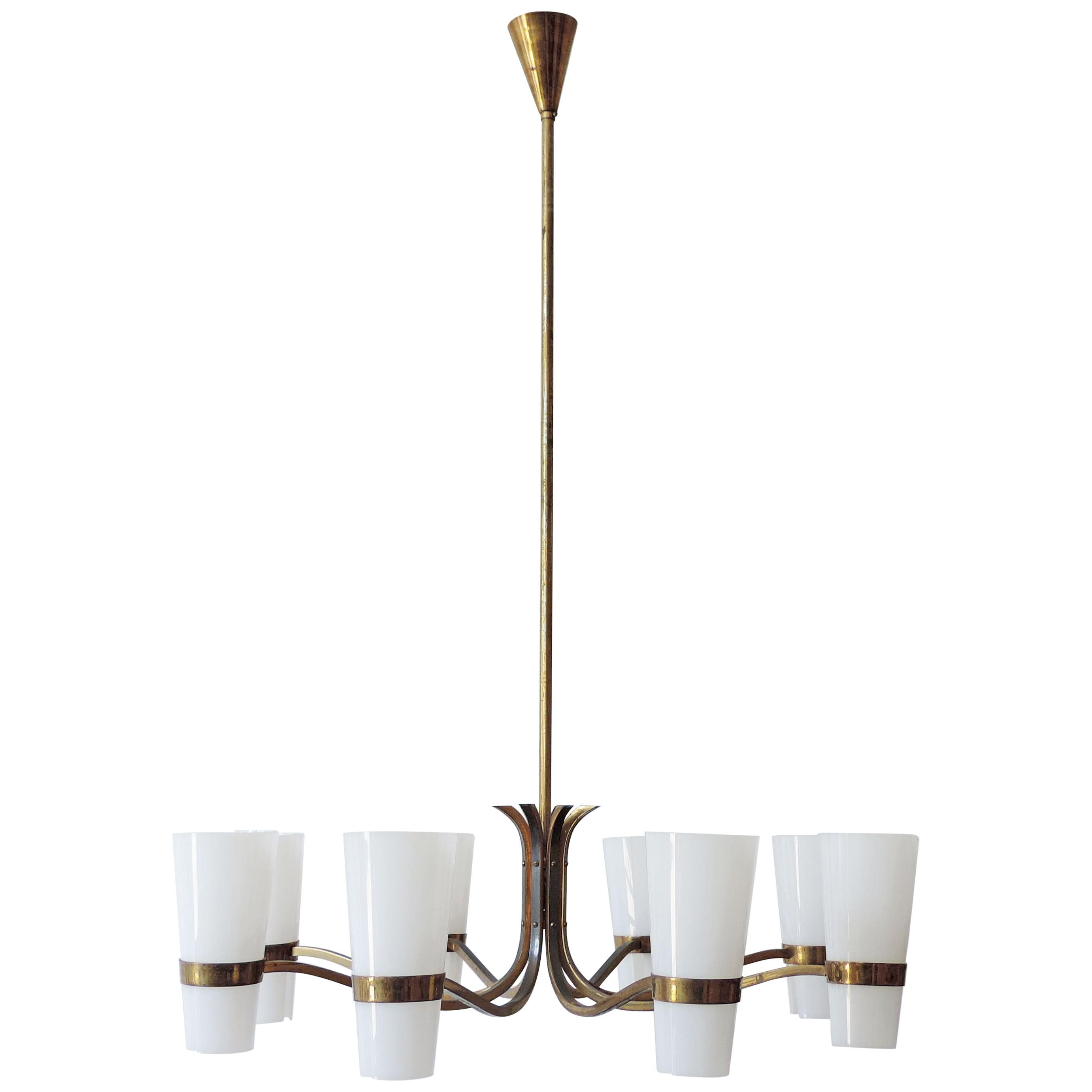 Italian Brass and Plexiglass 1950s Ceiling Lamp