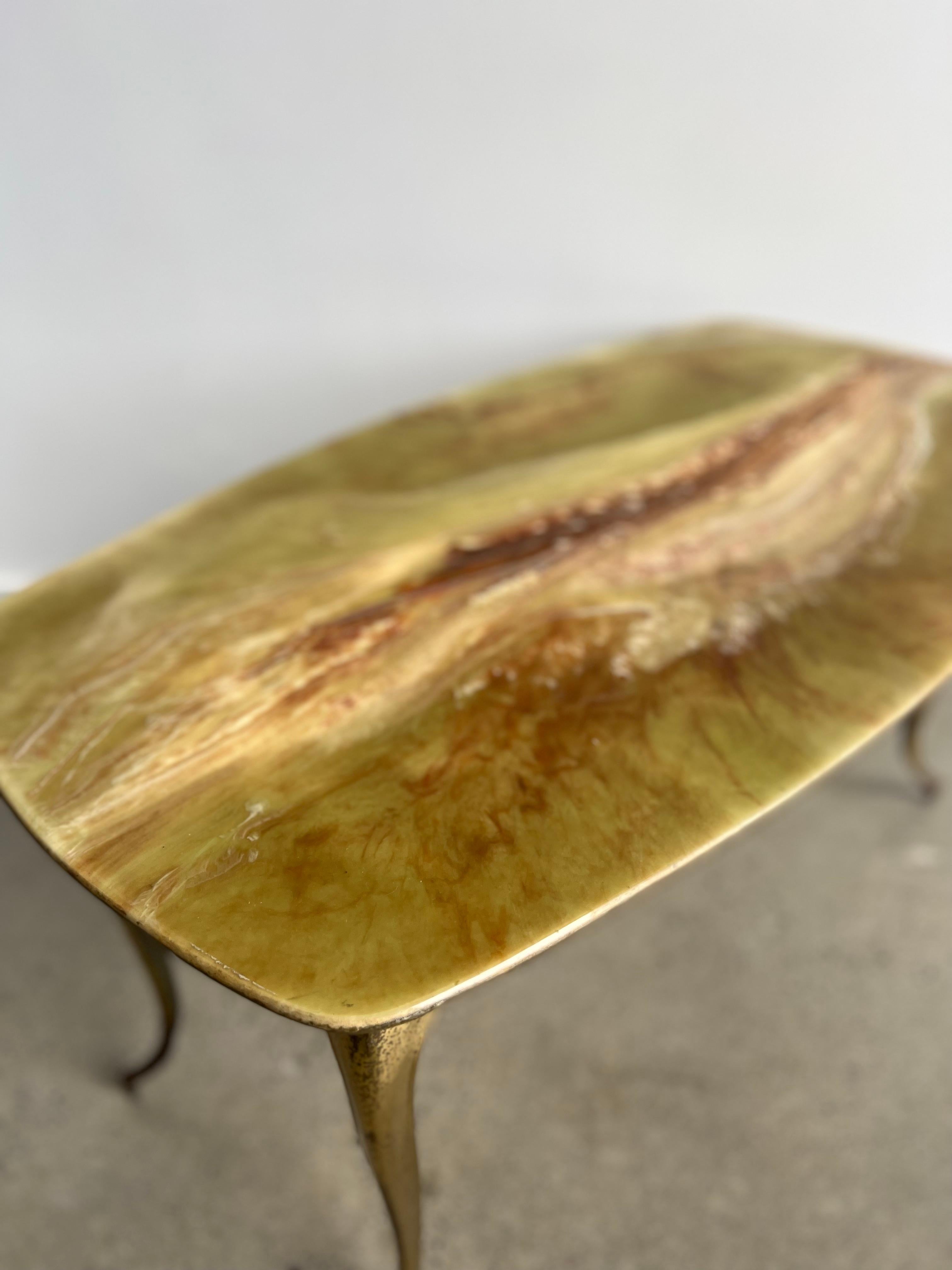 Italian Brass and Resin Side Table In Good Condition In Byron Bay, NSW