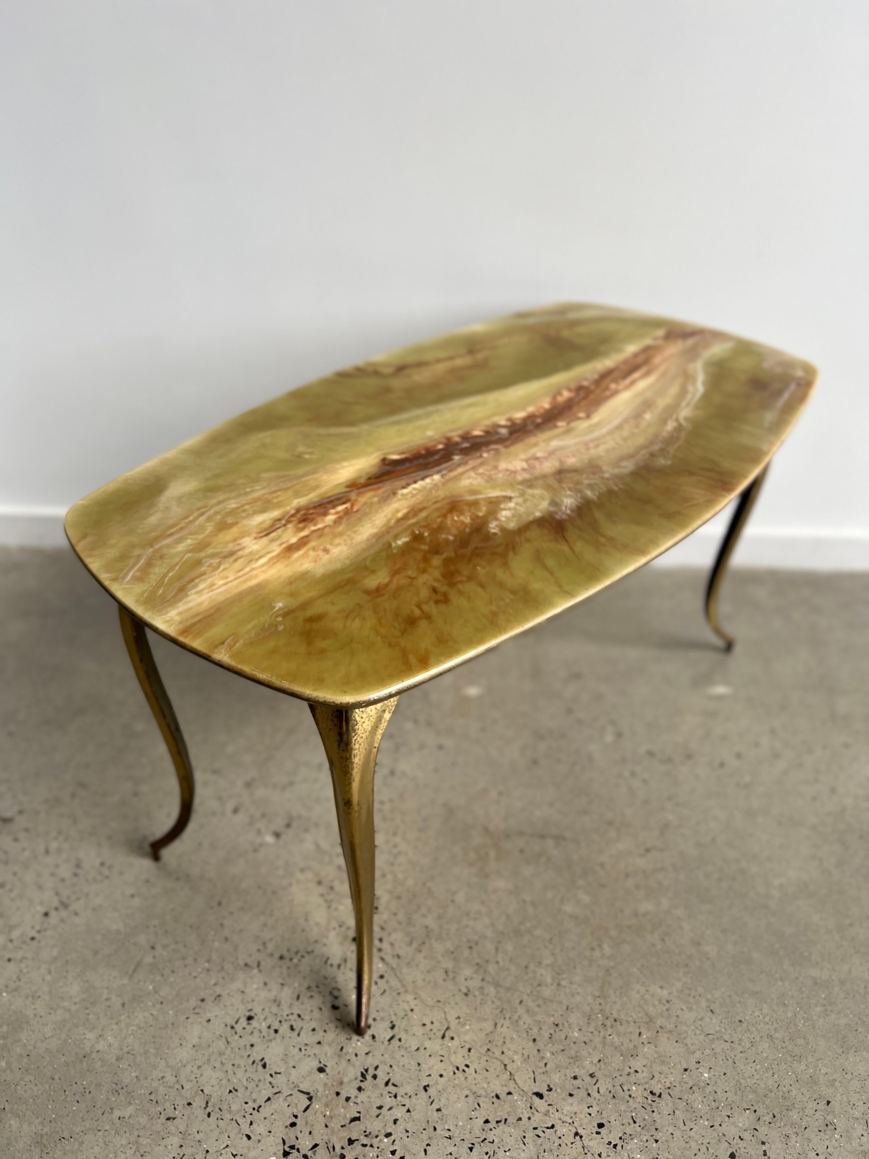 Late 20th Century Italian Brass and Resin Side Table