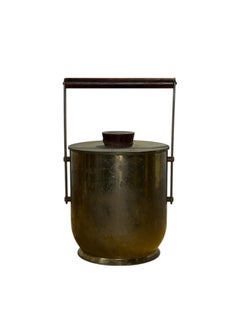 Italian Brass and Rose Wood Midcentury Modern Ice Bucket