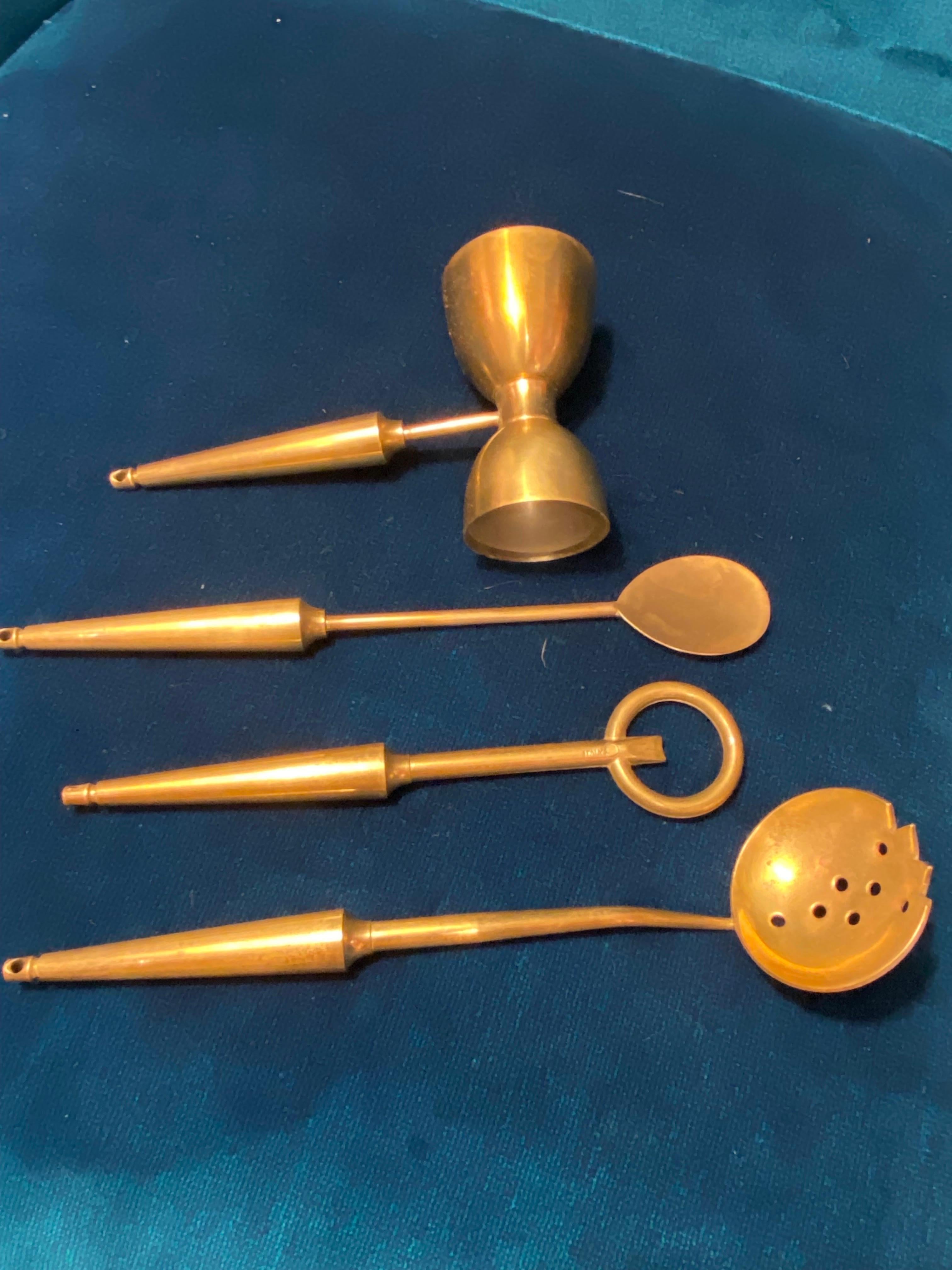 Italian Brass and Rosewood Bar Set For Sale 7