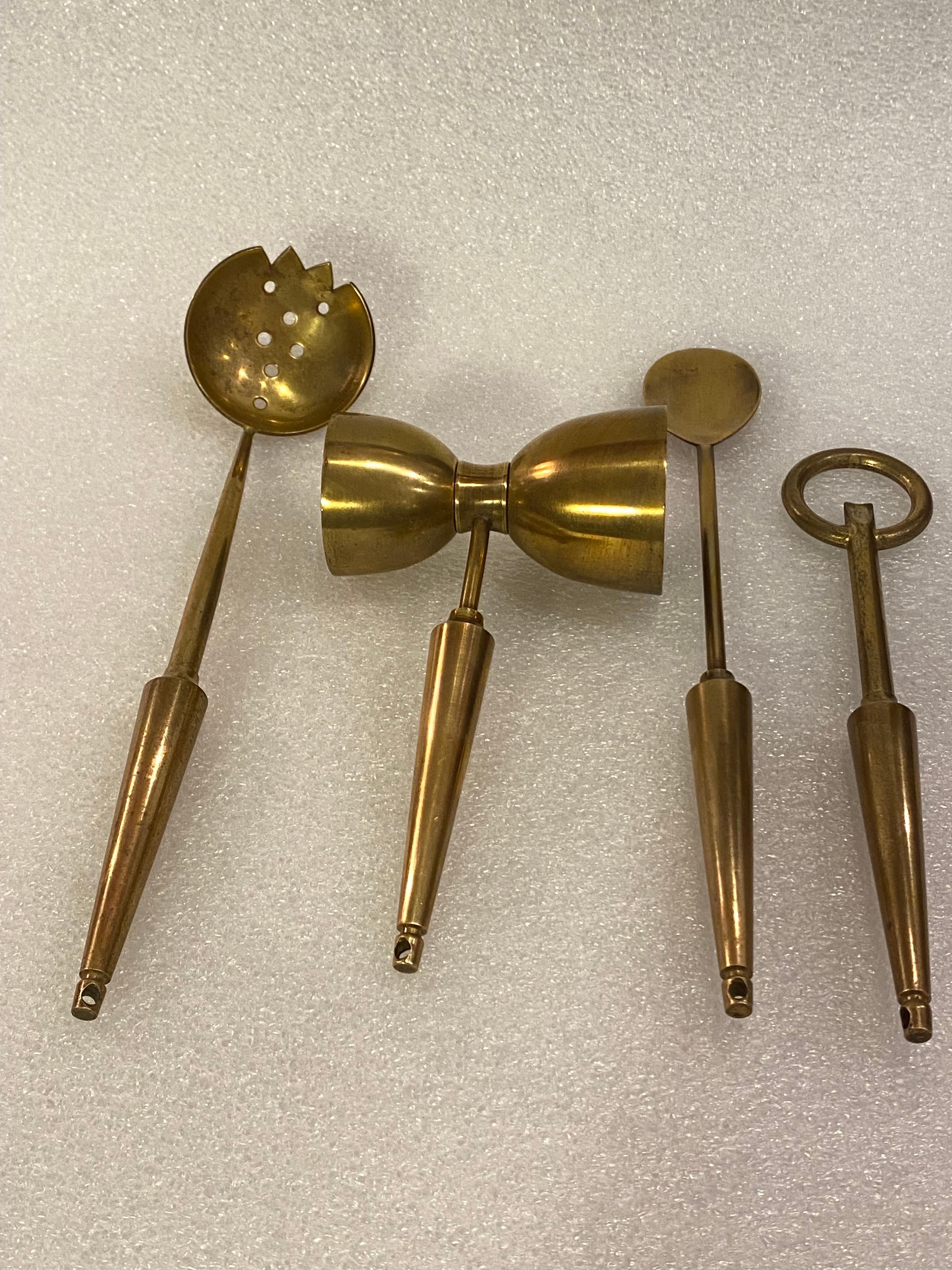 Italian Brass and Rosewood Bar Set For Sale 2