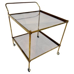 Italian Brass and Smoked Glass Bar Cart, 1970s